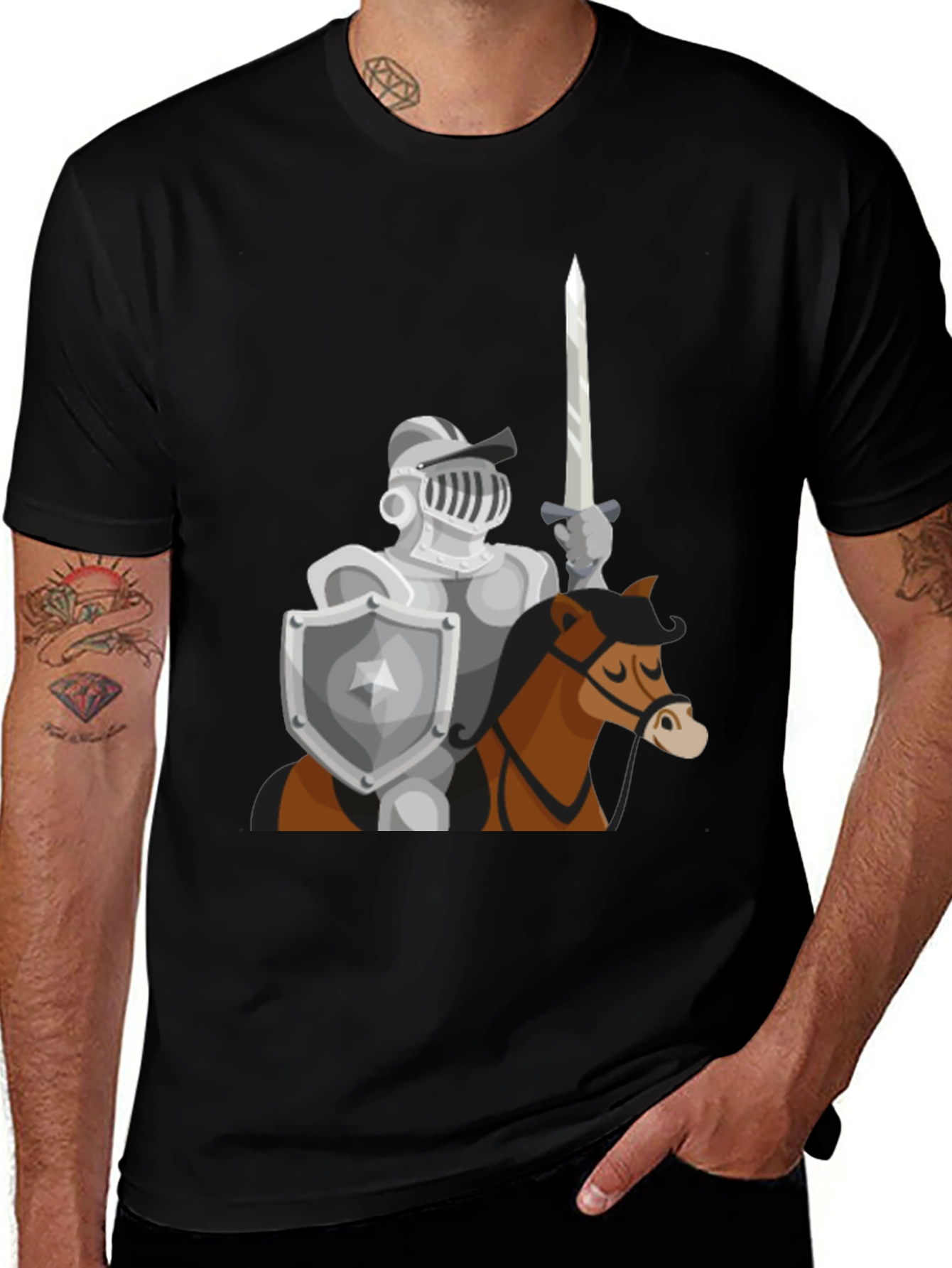 Knight on Horse T-Shirt - Medieval Graphic Tee