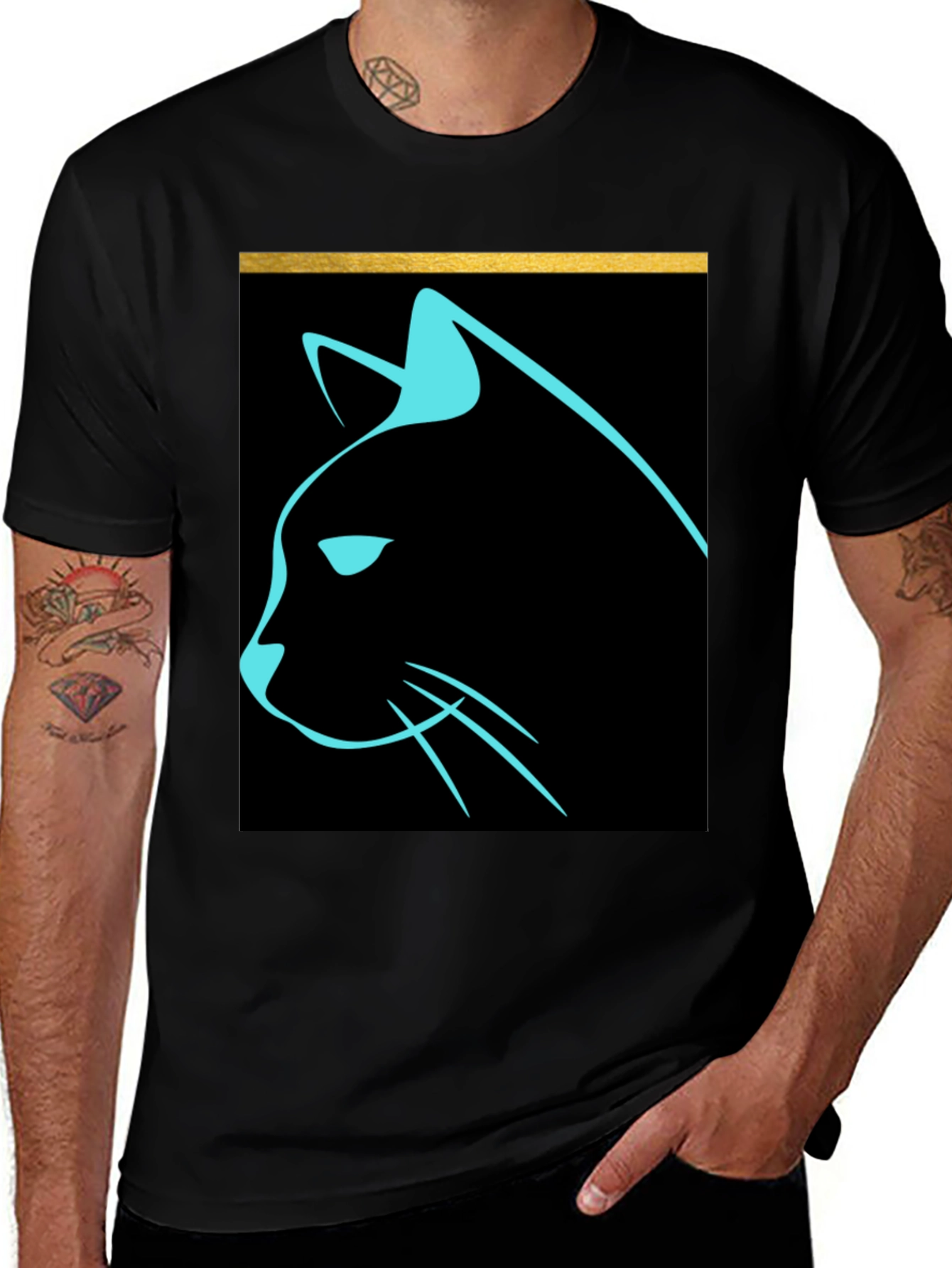 Variant 23 of Cool Cat Graphic Tee - Sleek Modern Design