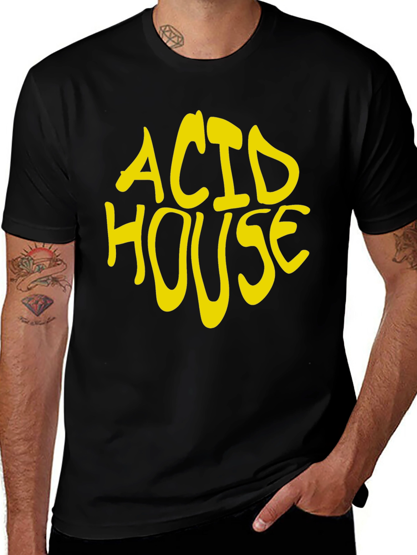 Black Acid House Graphic Tee - Vintage Rave T-Shirt main image
