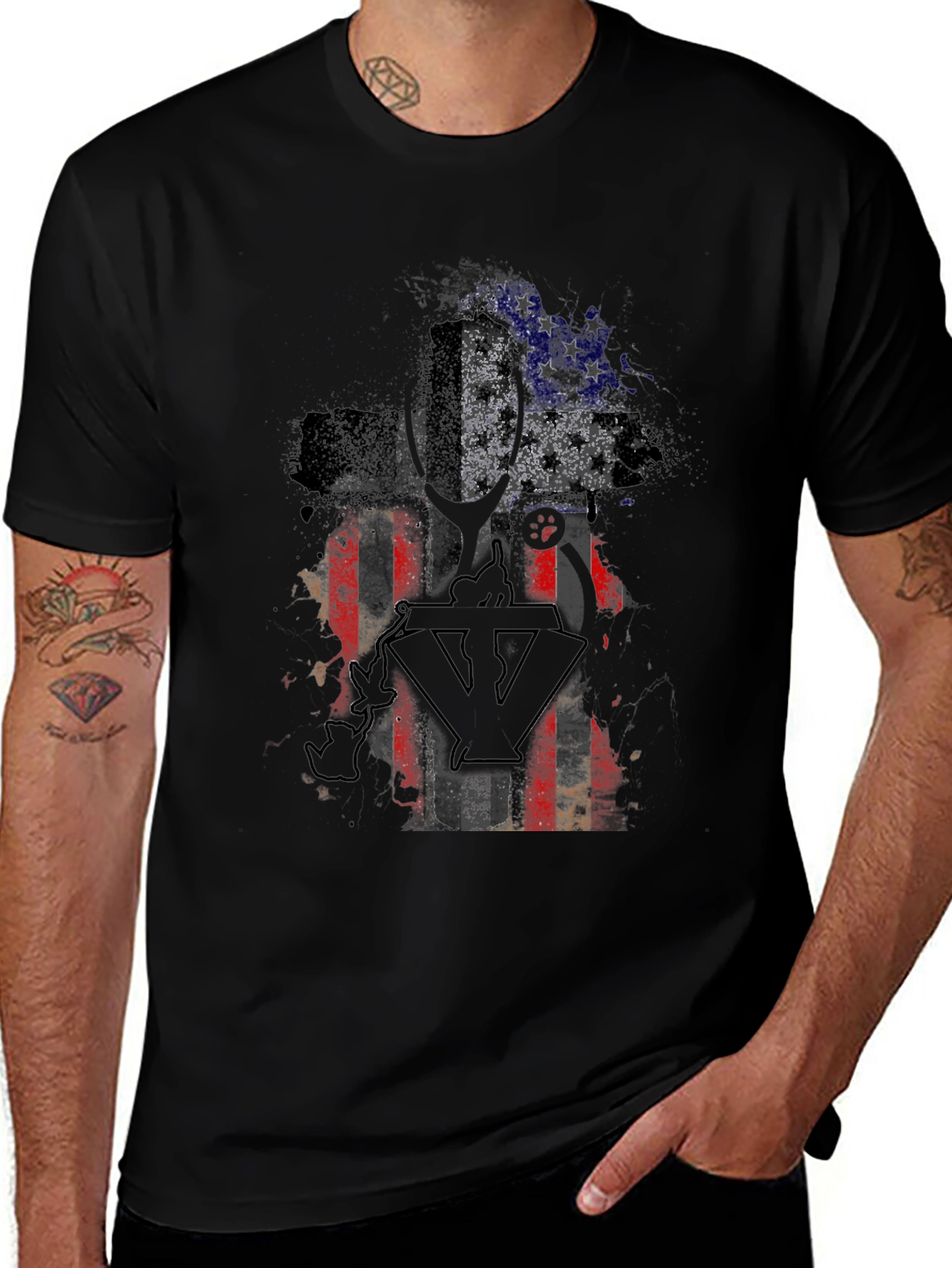 Variant 6 of American Flag Cross Graphic T-Shirt