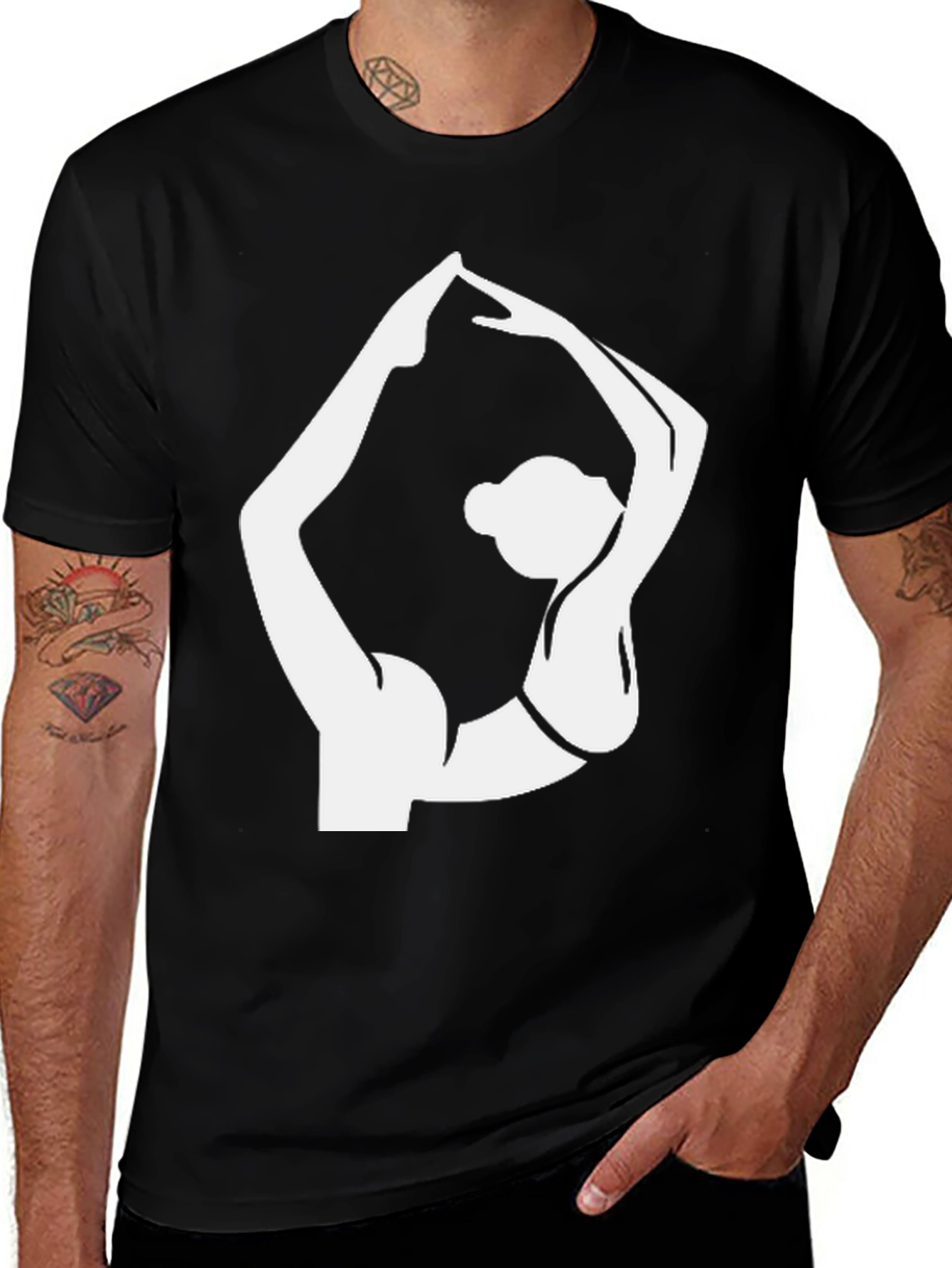 Variant 24 of Yoga Pose Graphic Tee - Black Cotton T-Shirt