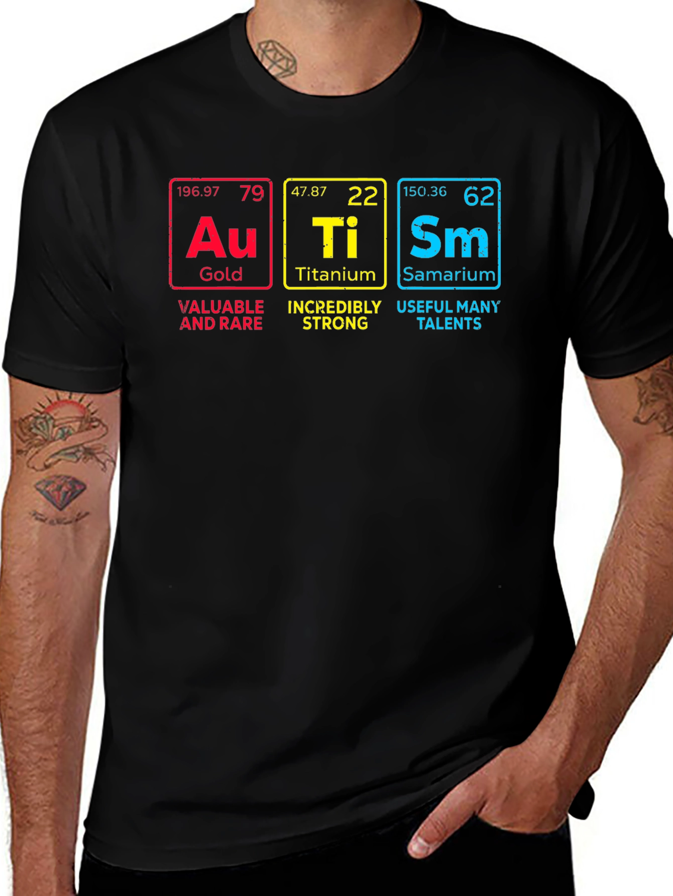 Science Geek T-Shirt: Gold, Titanium, Samarium Periodic Table