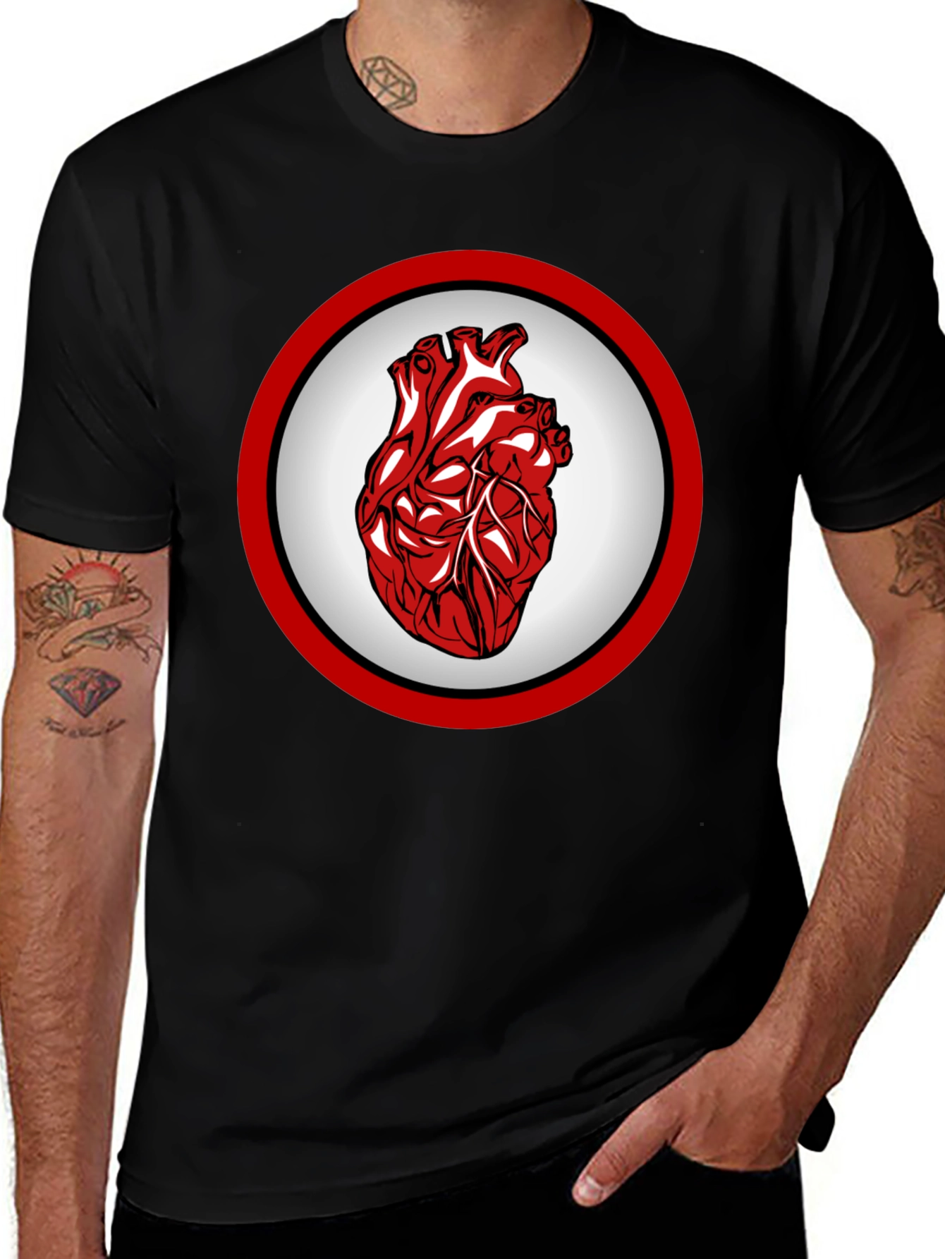 Variant 3 of Anatomical Heart Graphic Print Black T-Shirt