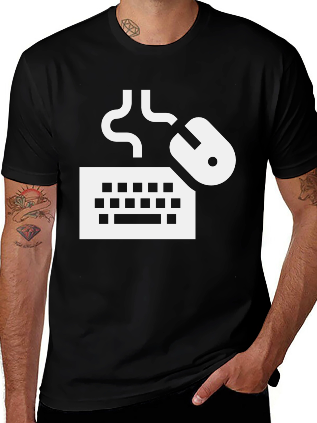 Variant 11 of Keyboard Mouse Graphic Tee - Black Cotton T-Shirt