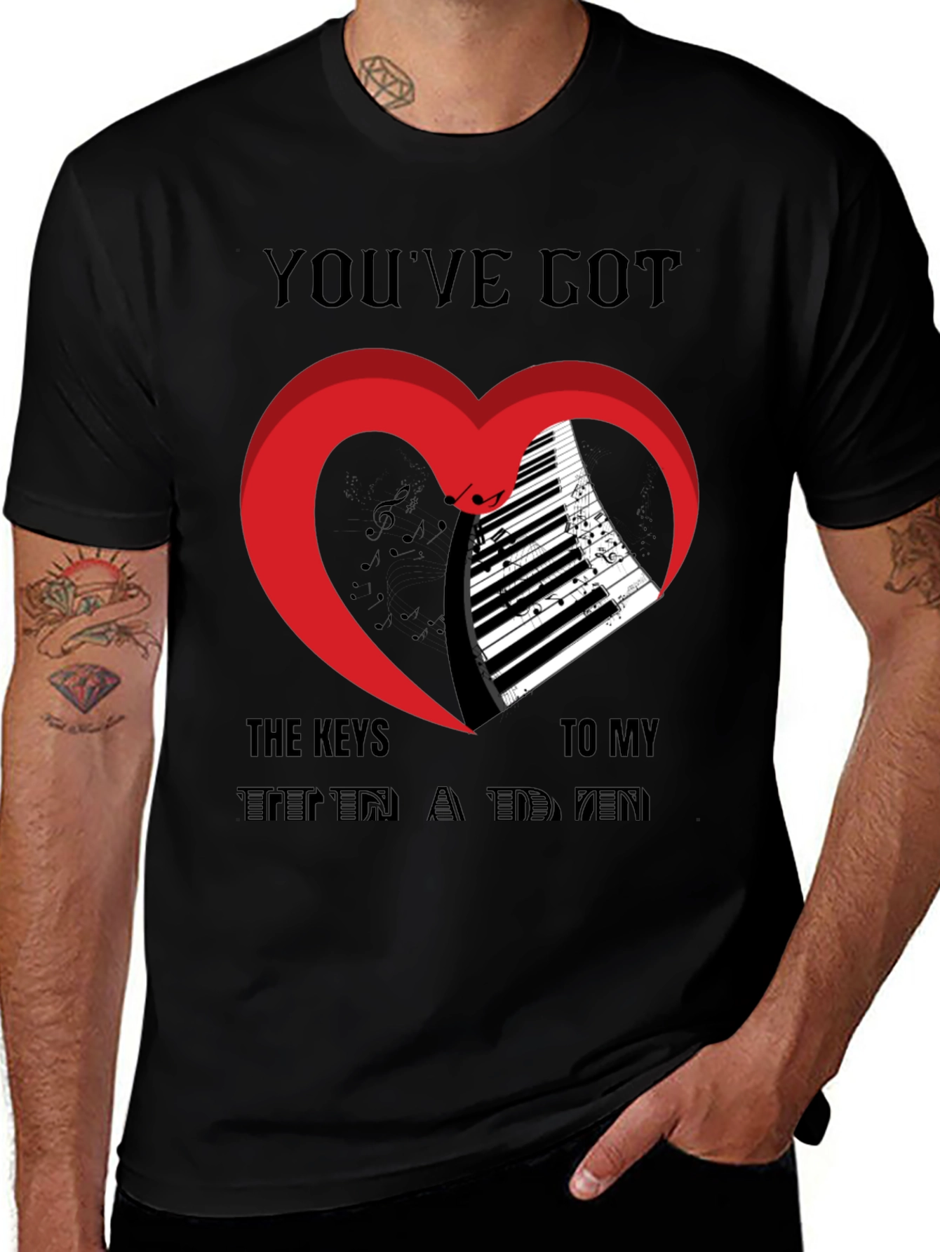 Variant 18 of Piano Heart T-Shirt - Music Lover Tee