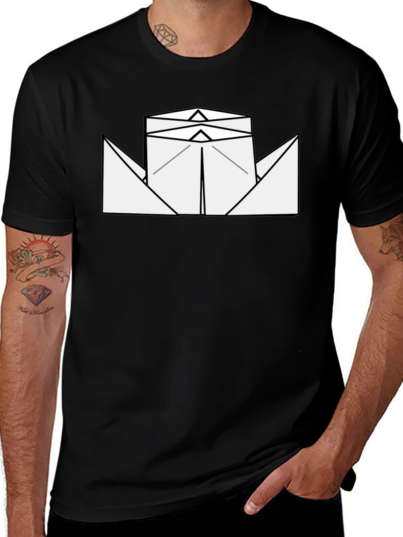 Variant 13 of Paper Boat Graphic Tee - Black