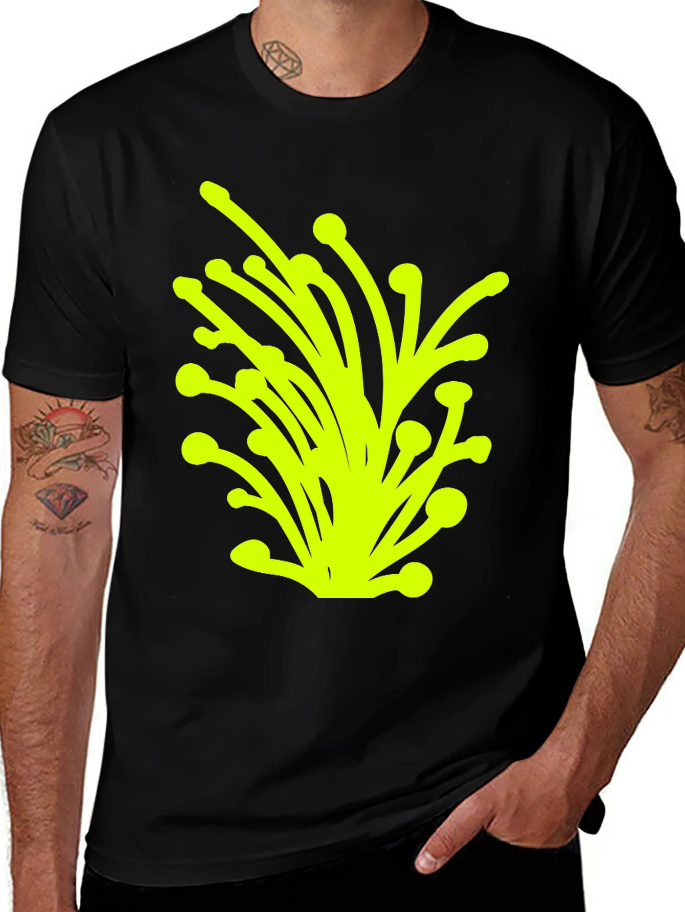 Variant 25 of Funky Neon Flora Black T-Shirt