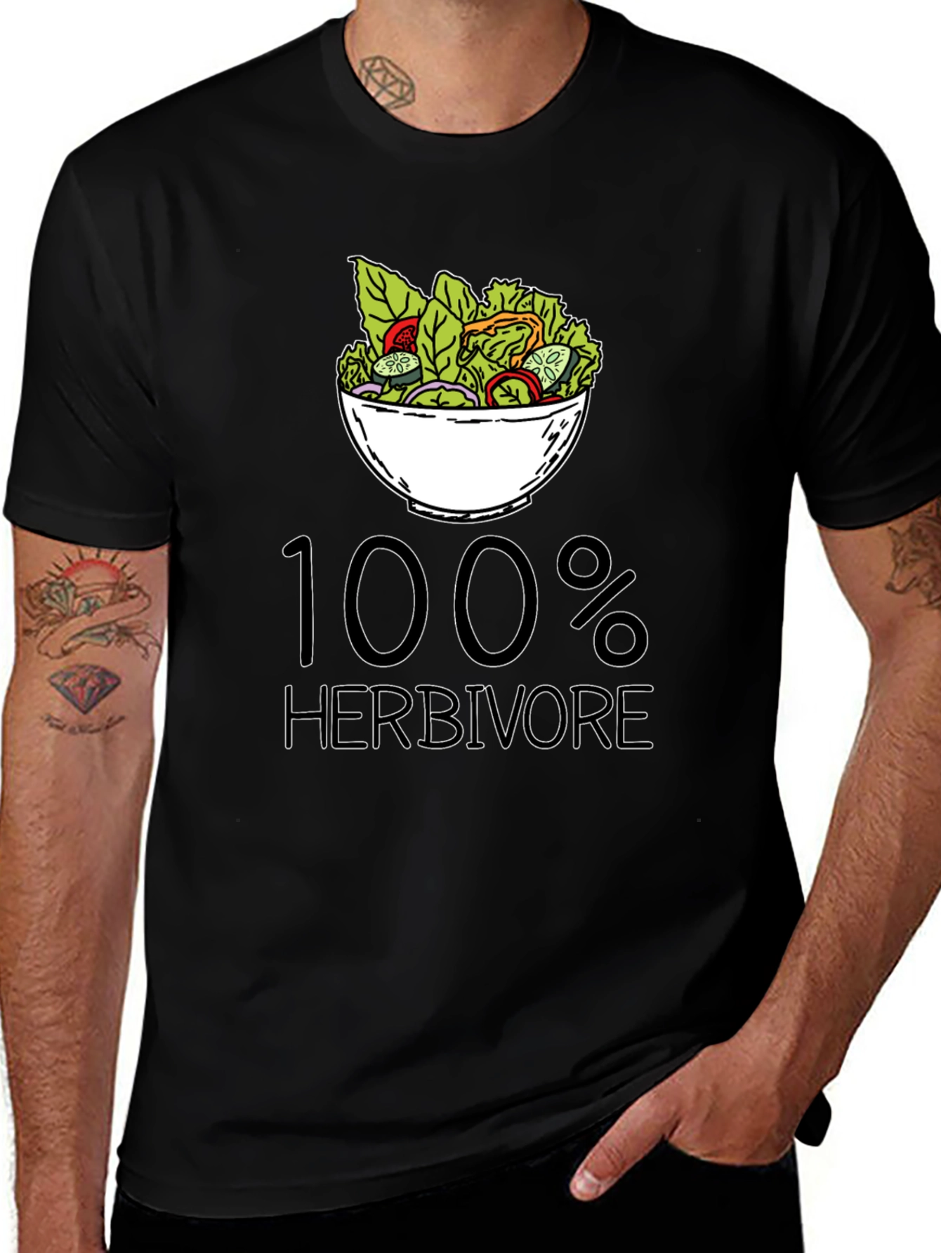 100% Herbivore Black T-Shirt - Vegan Lifestyle Apparel
