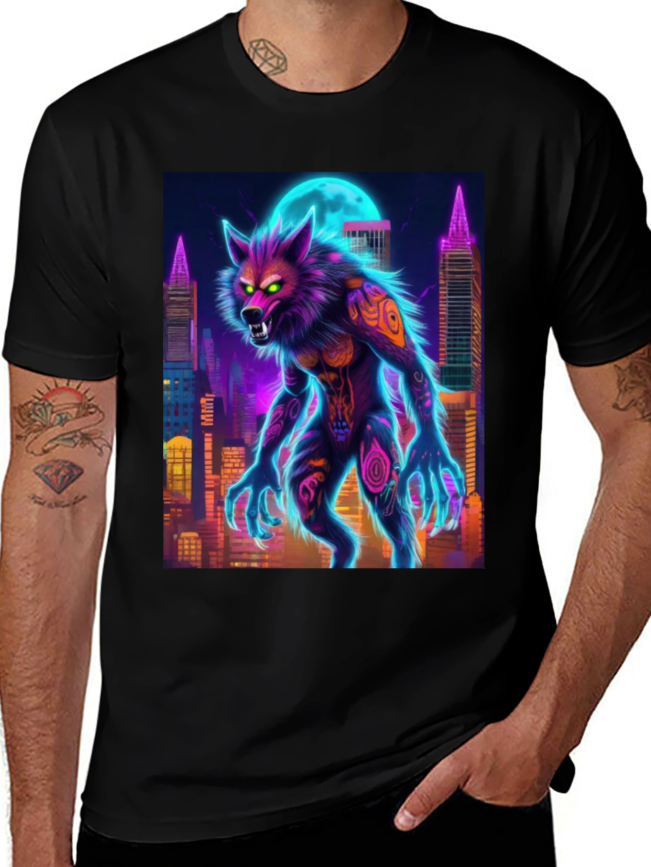 Variant 24 of Neon Werewolf Graphic Tee