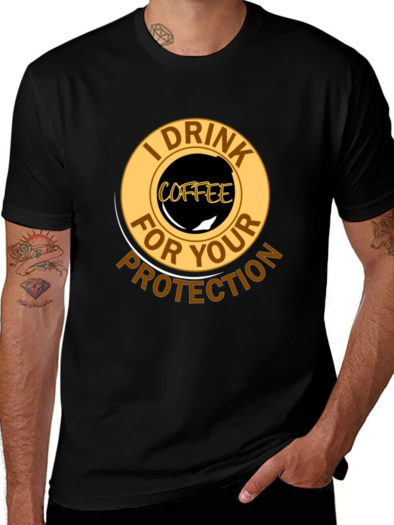 Variant 3 of Coffee Lover's Protection T-Shirt - Black