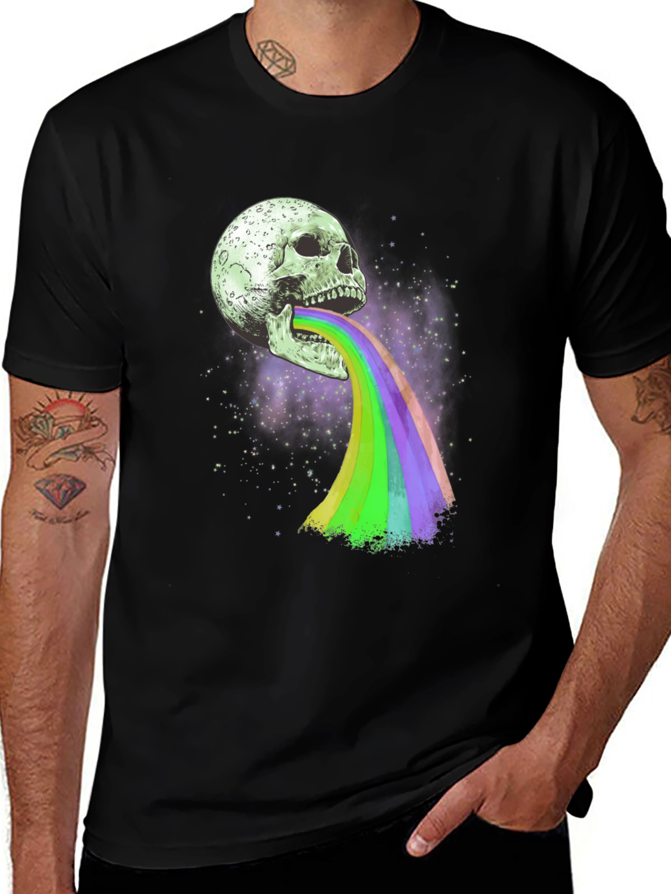 Variant 18 of Skull Rainbow Graphic Tee - Unique Design