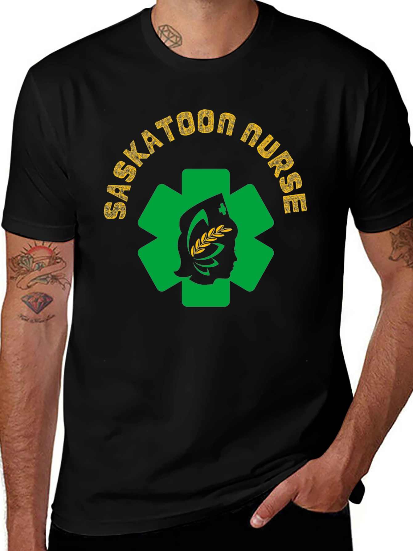 Saskatoon Nurse Graphic Tee - Black Cotton T-Shirt