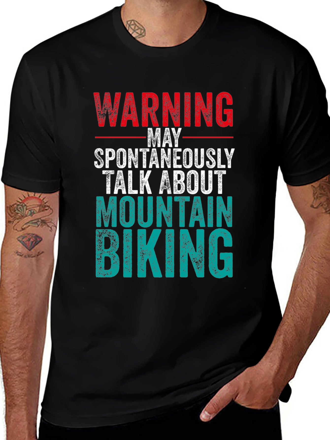 Variant 22 of Warning Mountain Biking Graphic Tee