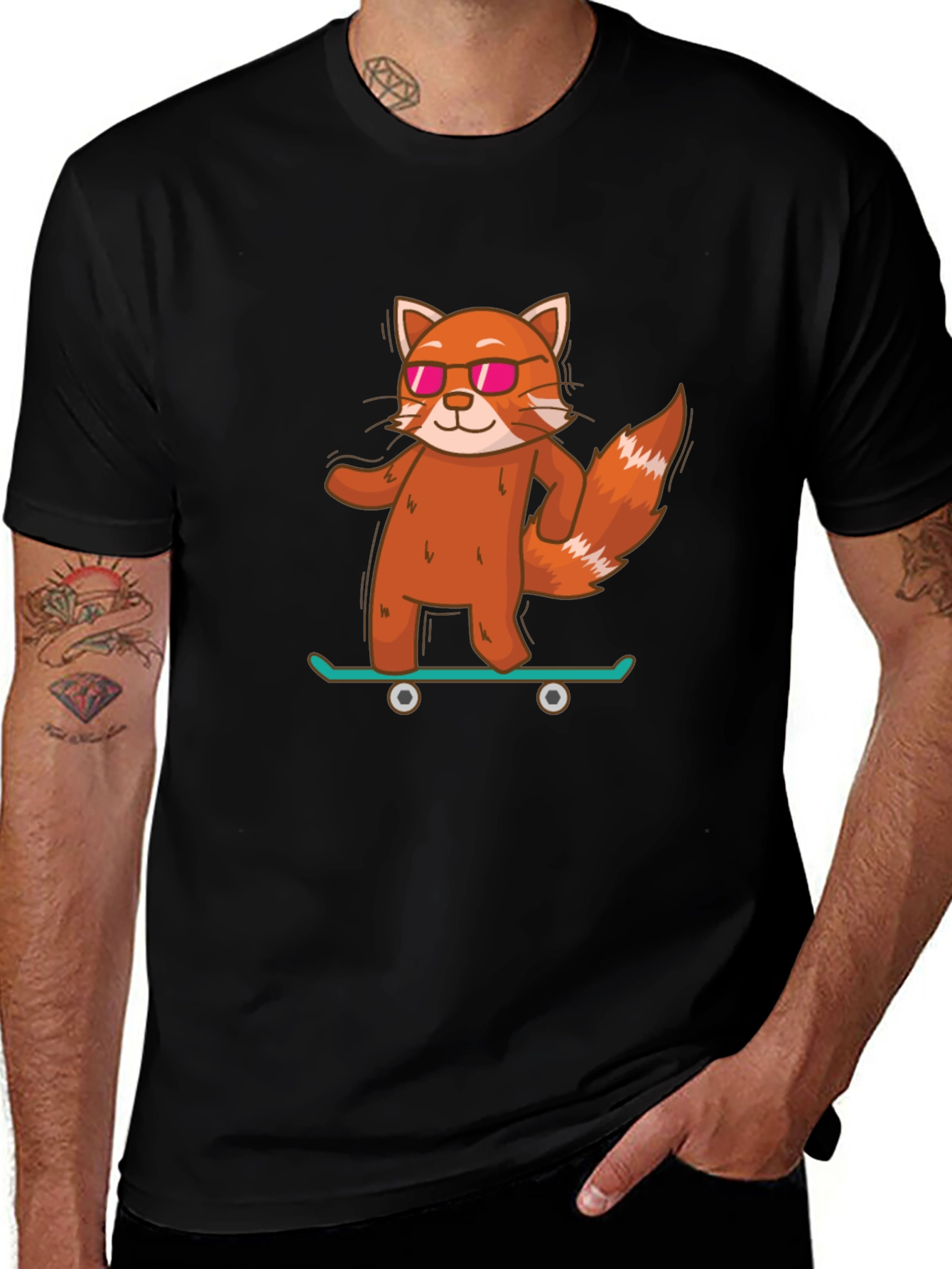 Variant 9 of Red Panda Skateboard T-Shirt - Cool & Casual