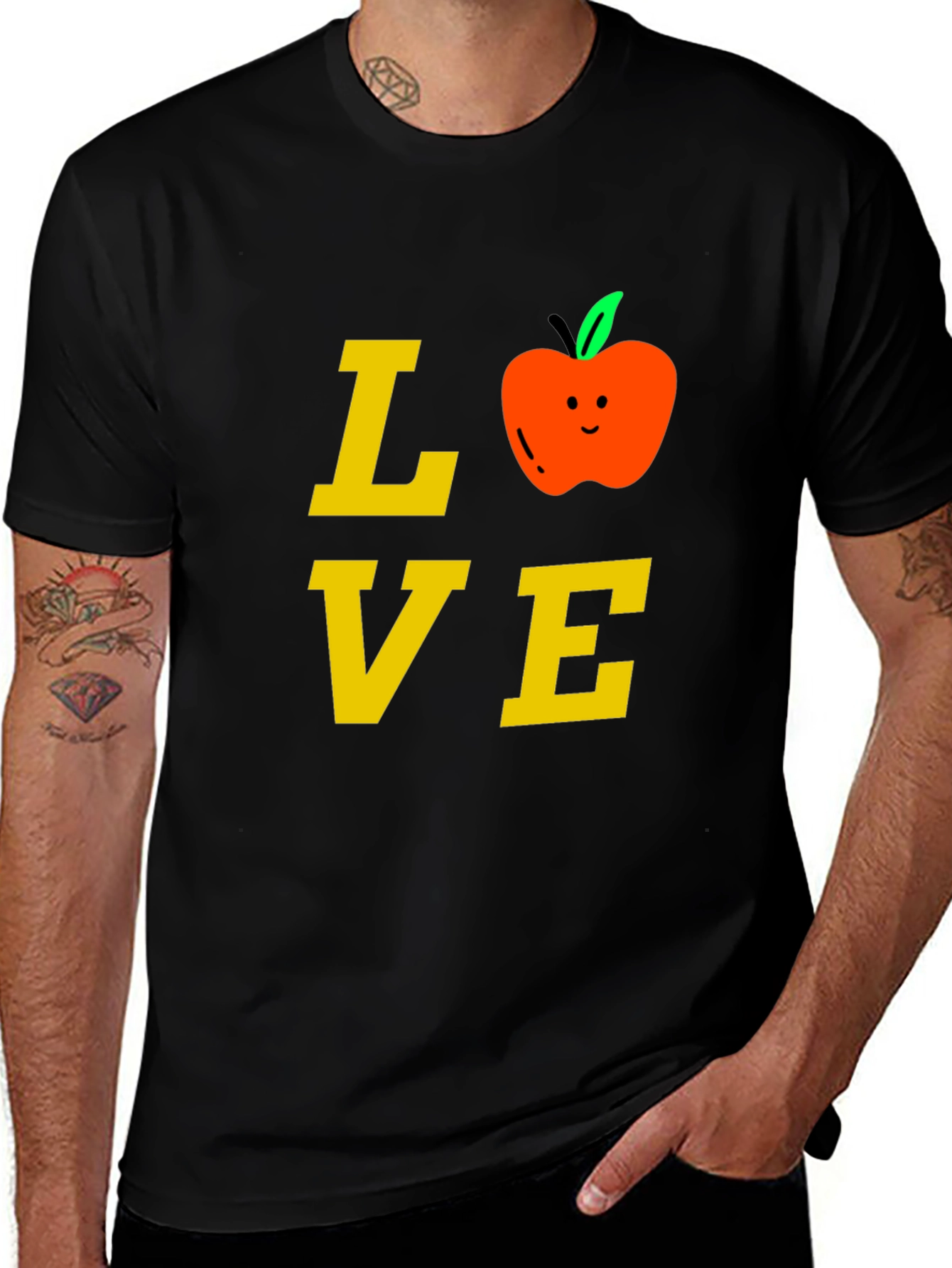 Variant 19 of Love Teacher T-Shirt with Apple Design
