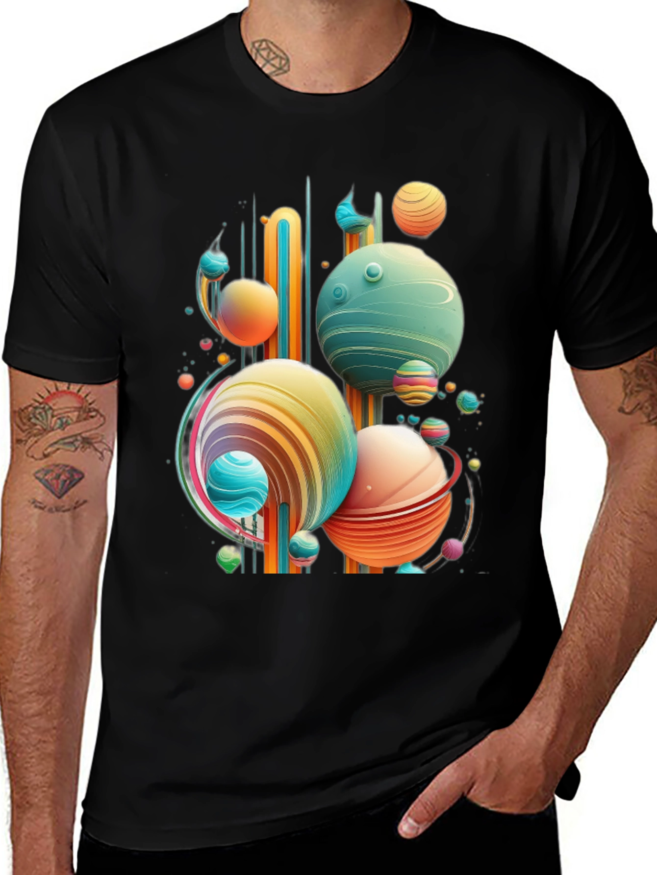 Variant 12 of Abstract Planet Graphic Tee - Trendy Space Design
