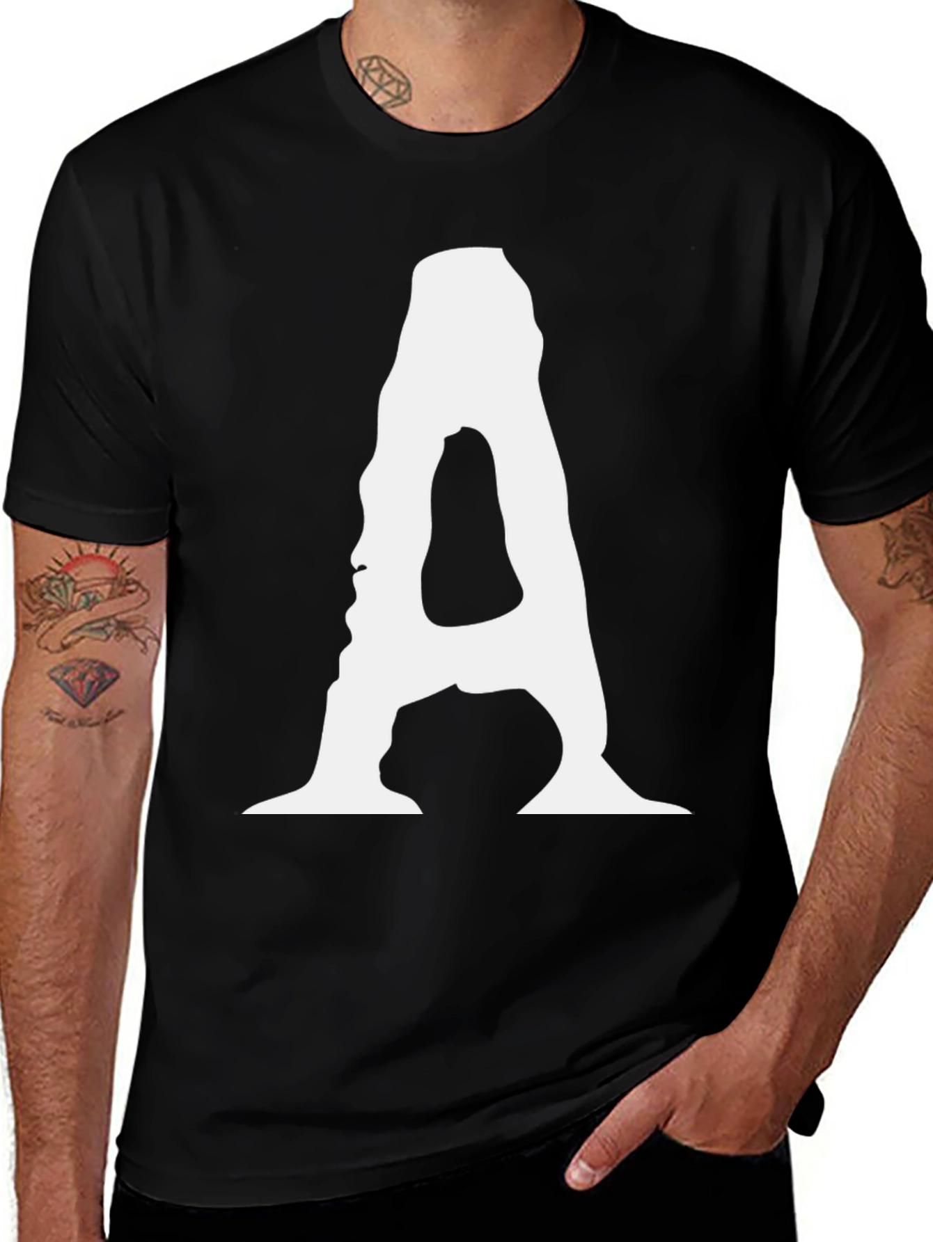 Variant 17 of Bold Initial A Graphic Tee - Black Cotton Blend