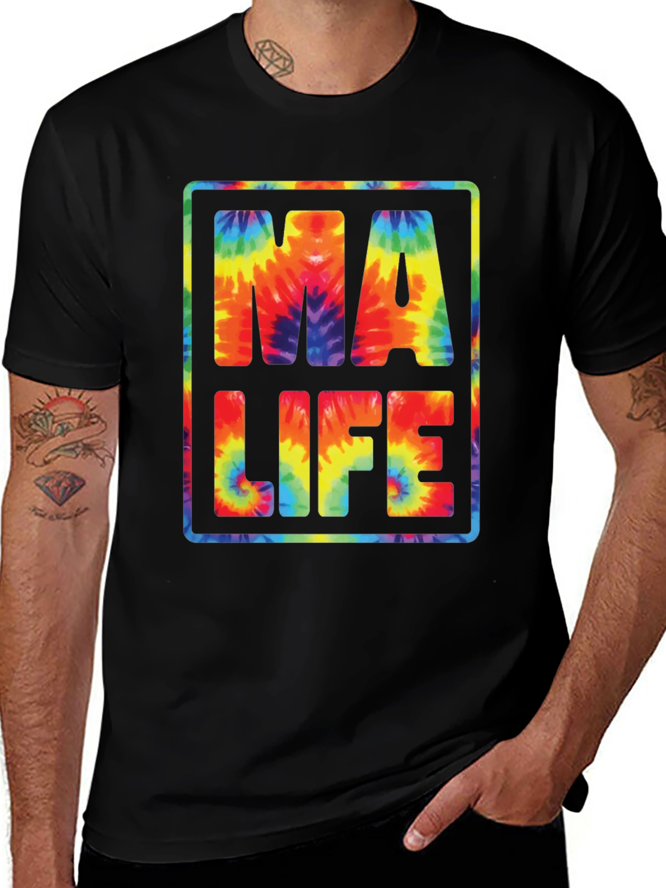 Variant 27 of Tie-Dye "MA LIFE" Graphic T-Shirt
