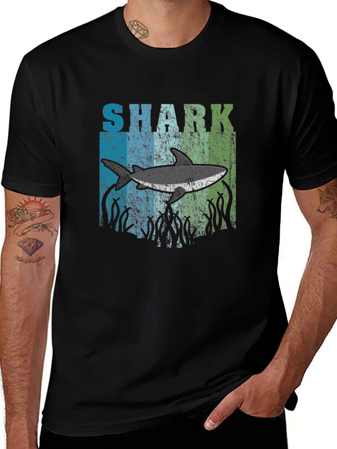 Variant 6 of Shark Graphic T-Shirt - Distressed Design