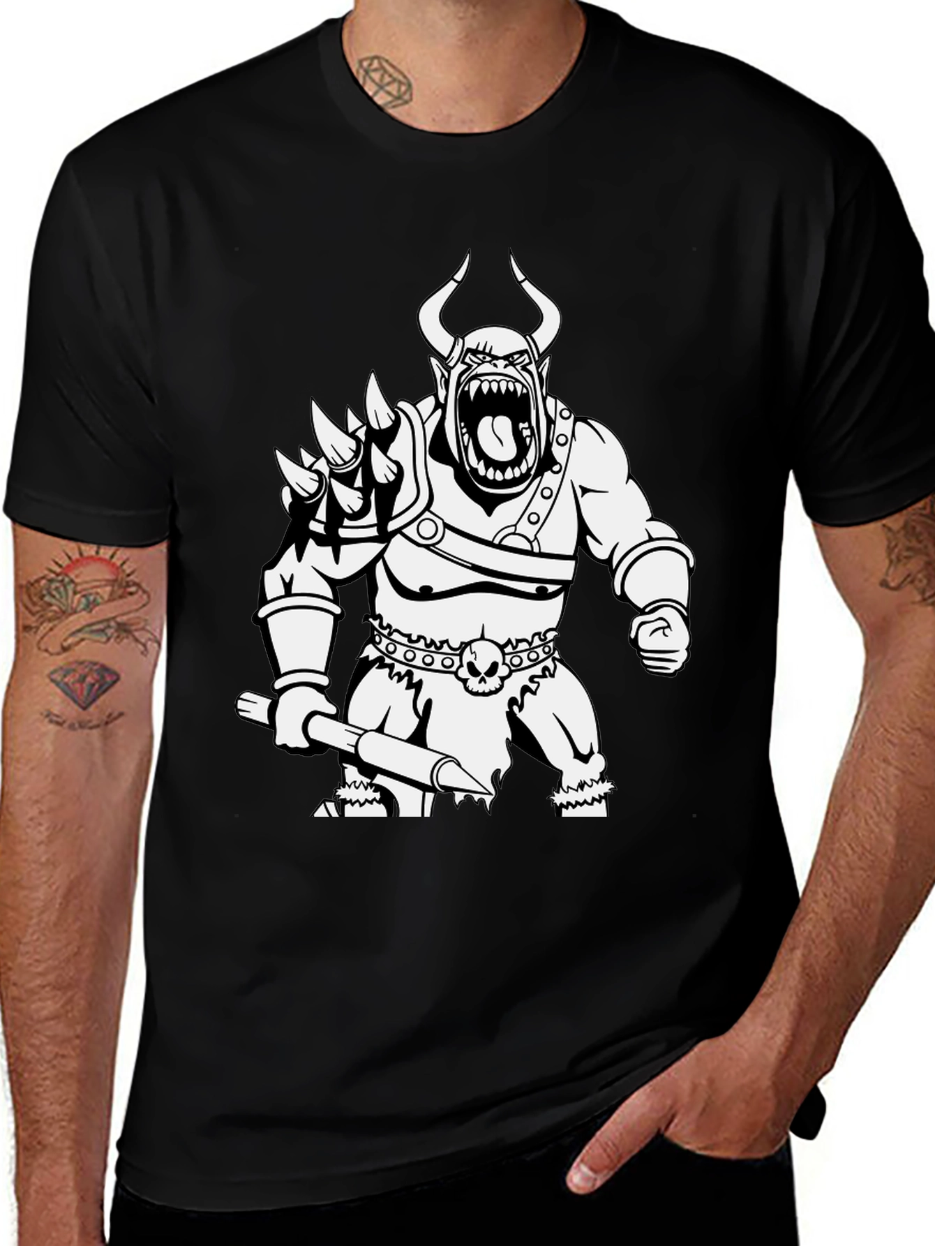 Variant 22 of Orc Warrior Graphic Tee - Black Cotton T-Shirt