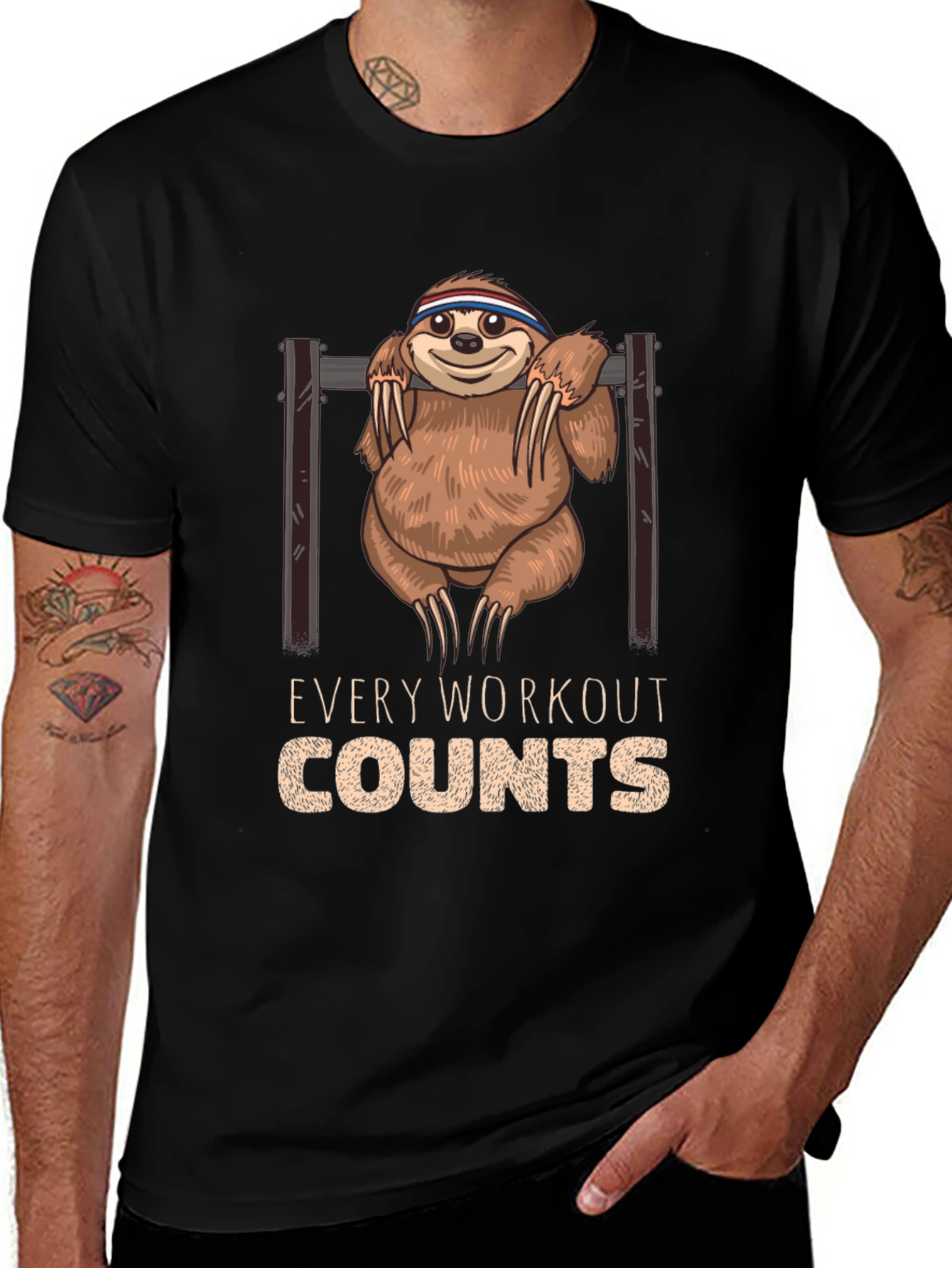 Variant 11 of Funny Sloth Workout T-Shirt - Every Workout Counts