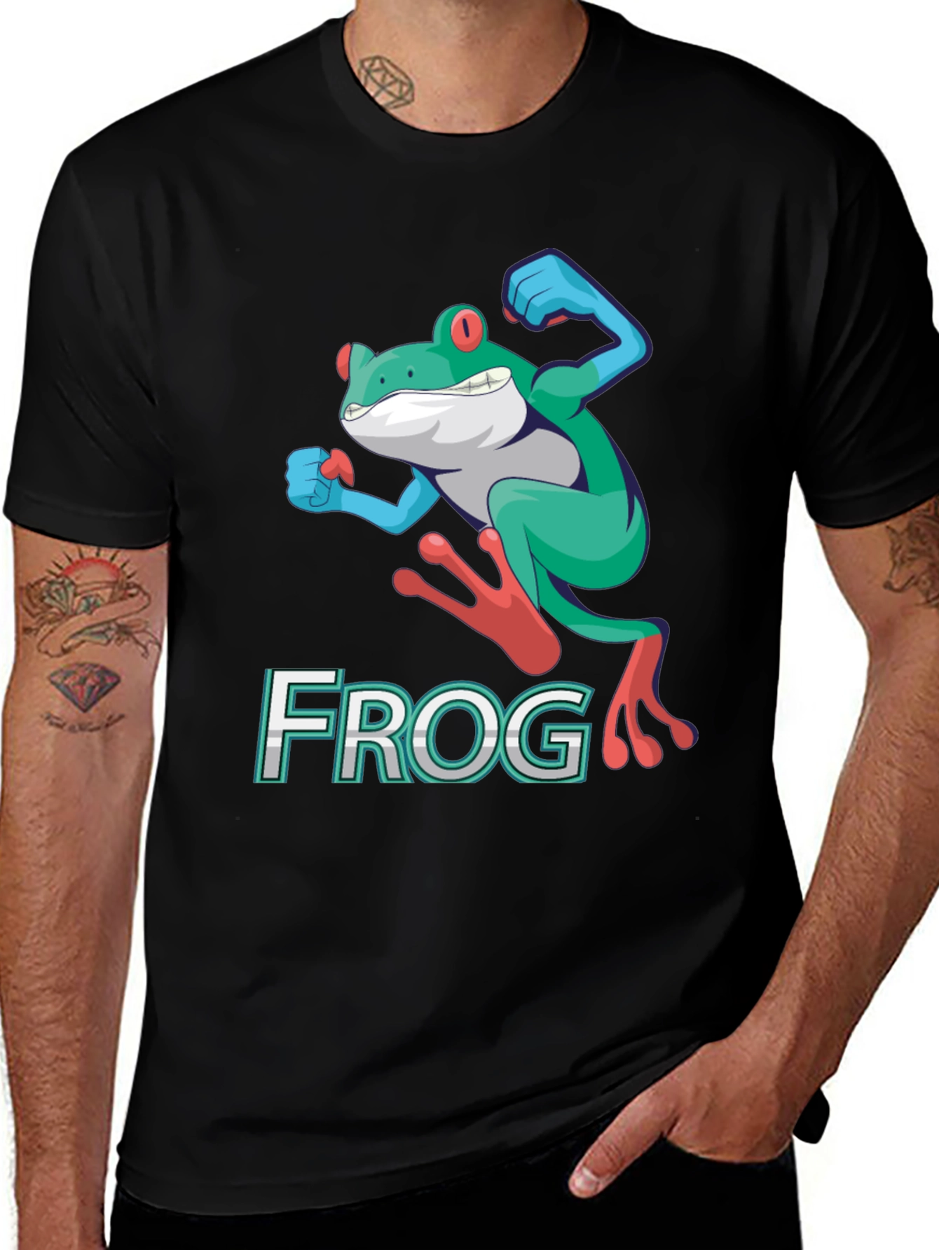 Variant 23 of Funny Frog Graphic T-Shirt - Cartoon Leap Design