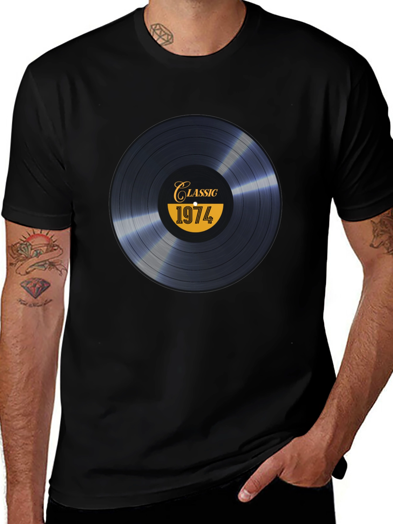 Variant 10 of Classic 1974 Record Graphic T-Shirt - Retro Style
