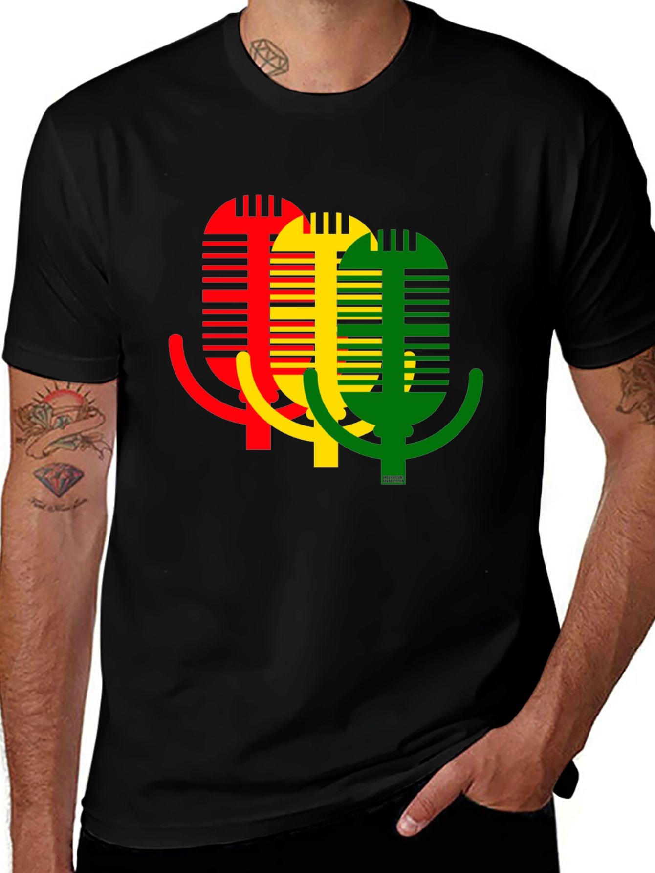 Variant 24 of Rasta Microphone Graphic Tee - Reggae Music Shirt