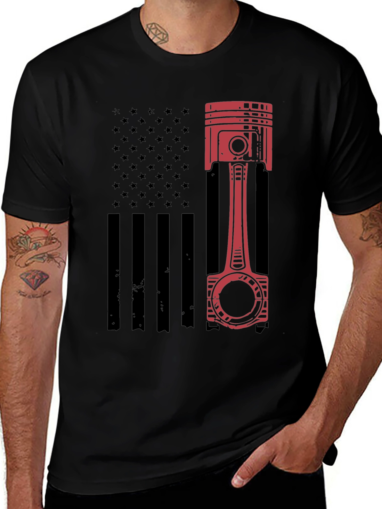 Piston American Flag T-Shirt - Black