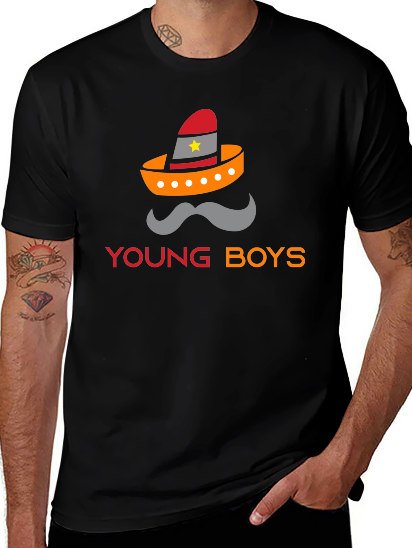 Variant 28 of Young Boys Sombrero Graphic T-Shirt - Black Cotton Tee