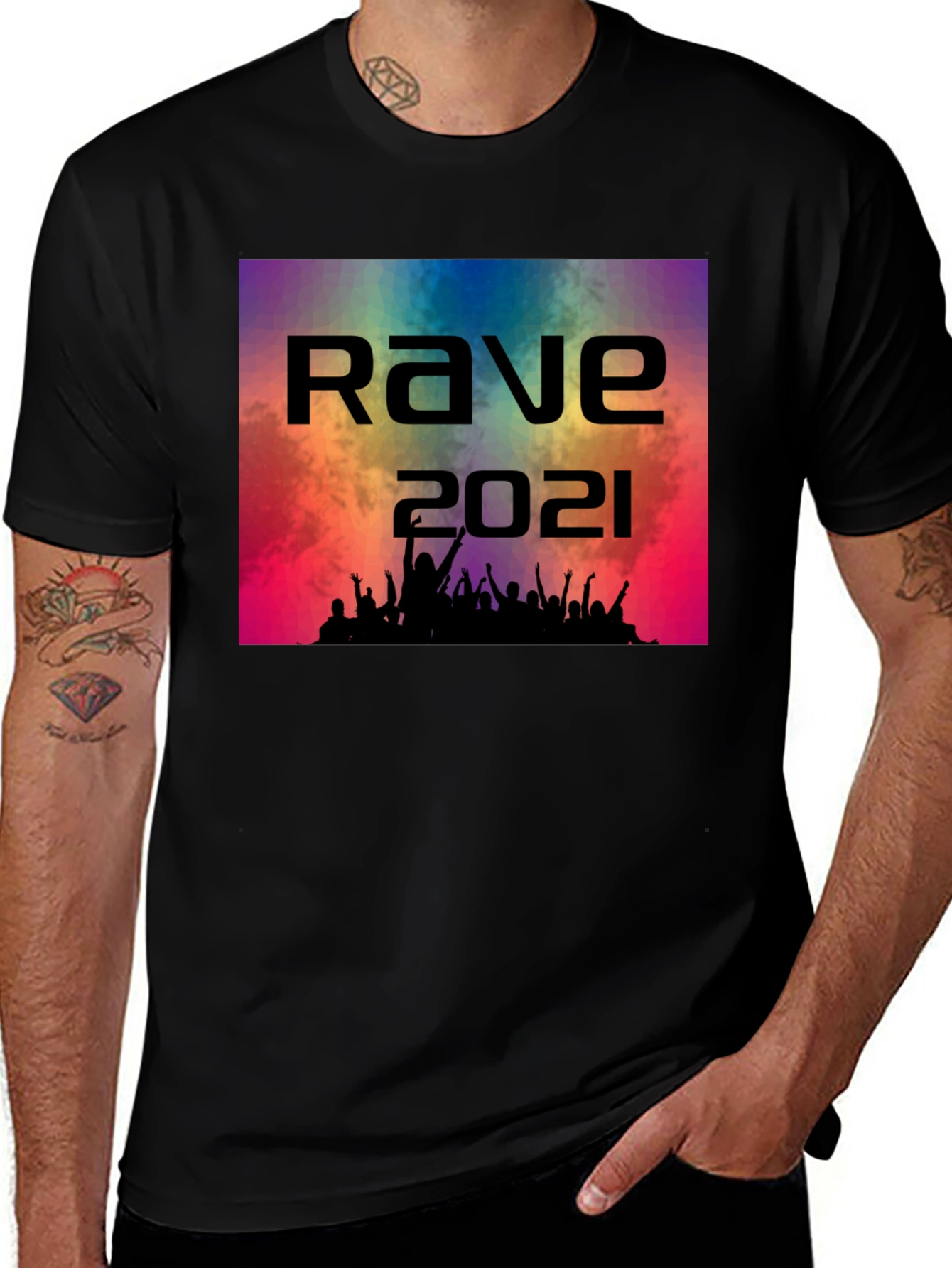 Rave 2021 T-Shirt - Black Cotton Graphic Tee