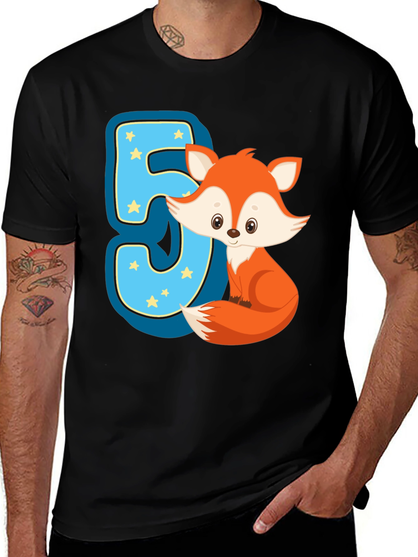 Black Fox 5th Birthday T-Shirt main image