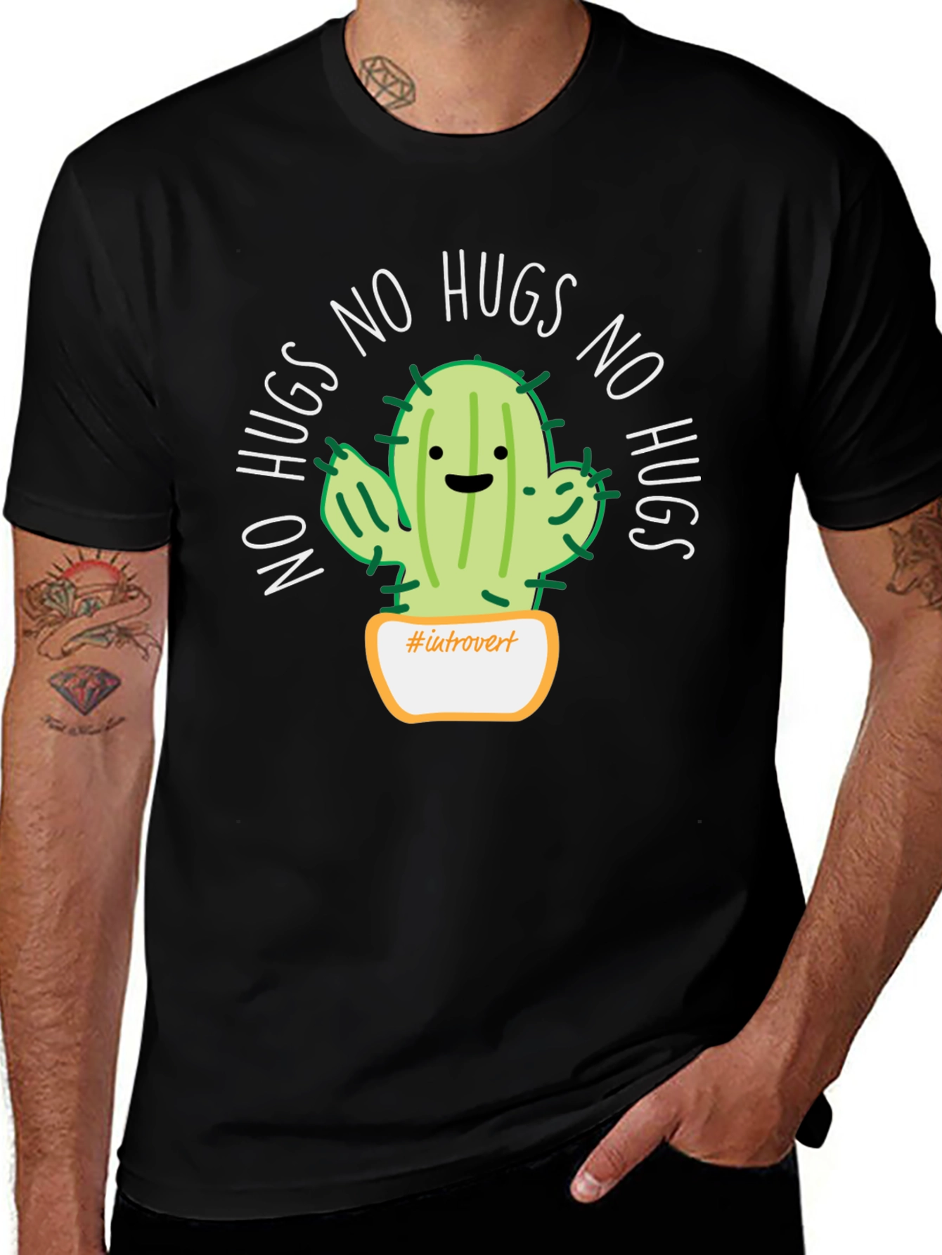 Variant 18 of No Hugs Introvert Cactus Graphic T-Shirt