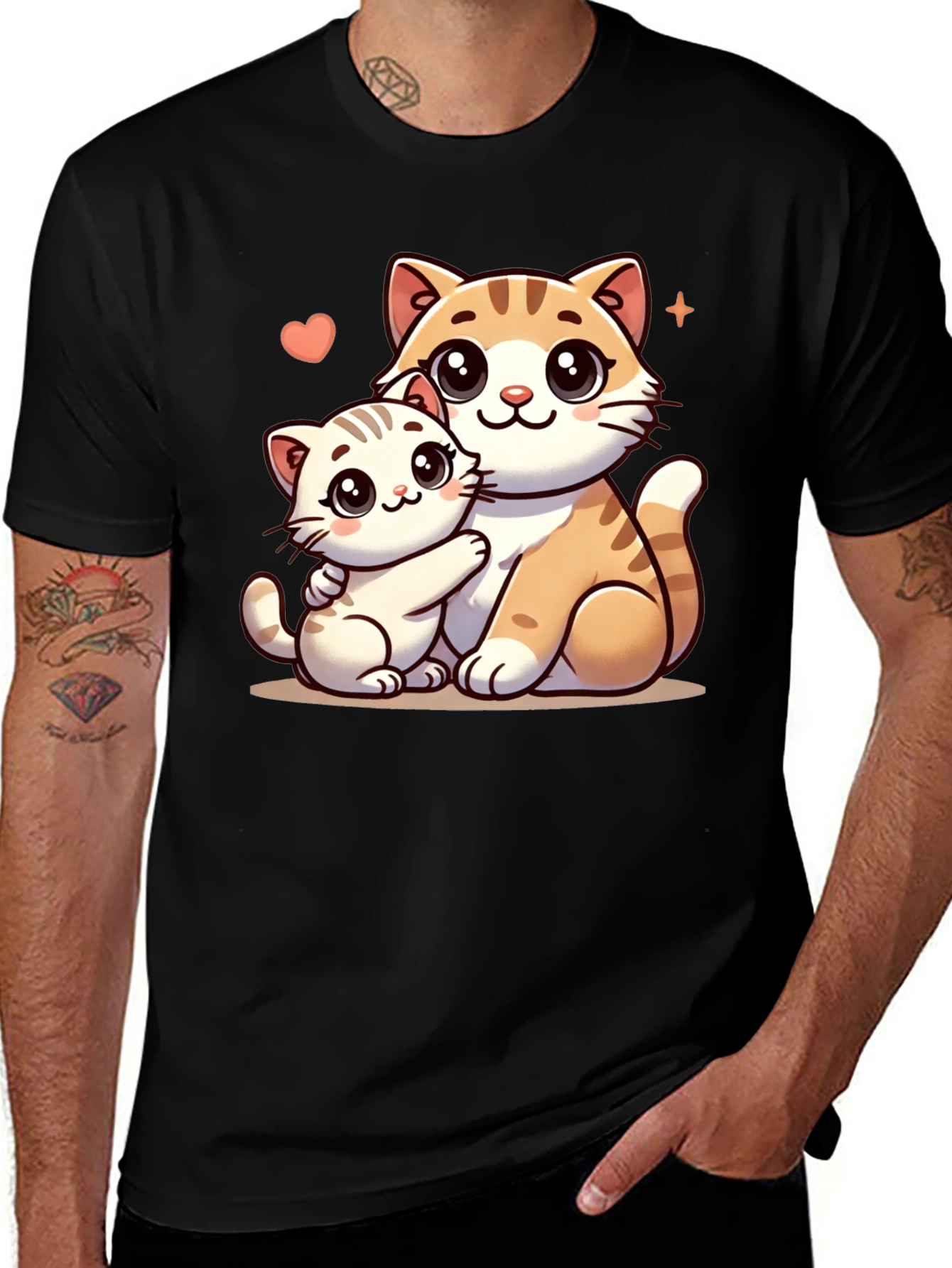Variant 26 of Cute Cartoon Cats Black T-Shirt