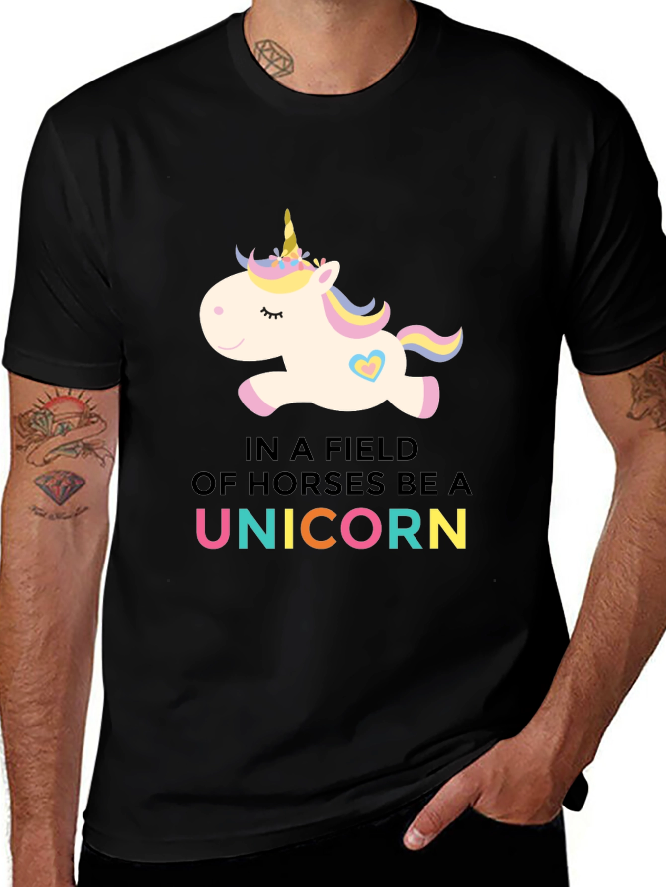 Black Be A Unicorn Black T-Shirt main image