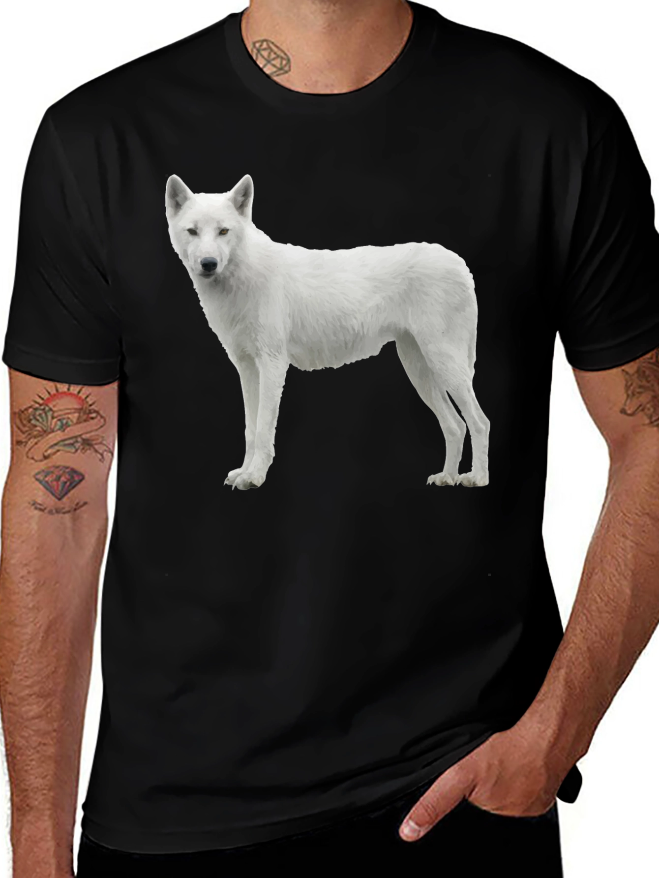 Variant 5 of Arctic Wolf Graphic Tee - Black Cotton T-Shirt