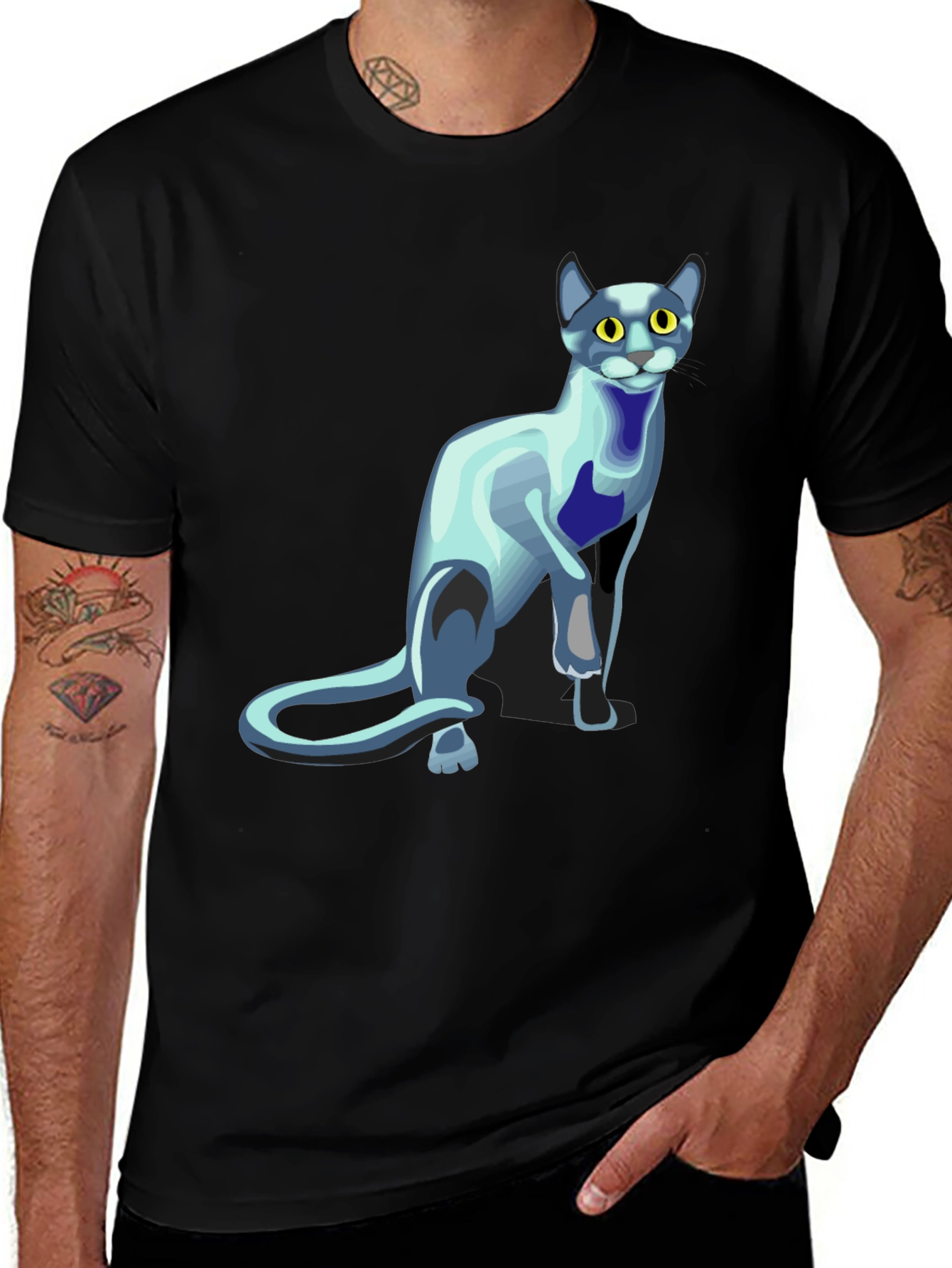 Variant 25 of Cool Cat Graphic T-Shirt - Black