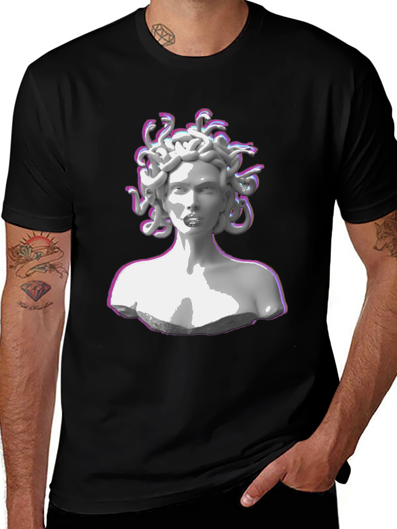 Variant 20 of Medusa Graphic Print Black T-Shirt