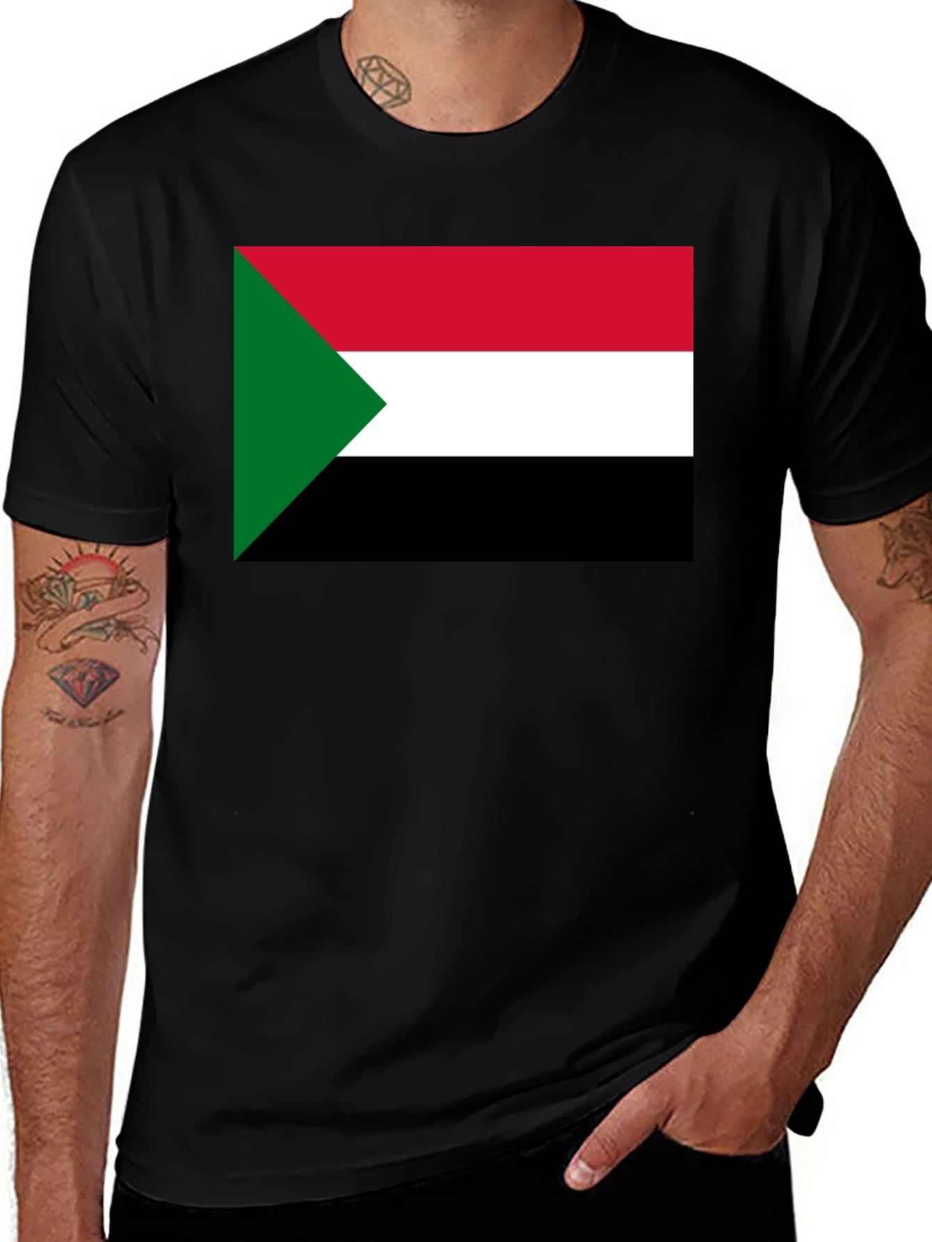 Sudan Flag T-Shirt - Black Cotton Tee