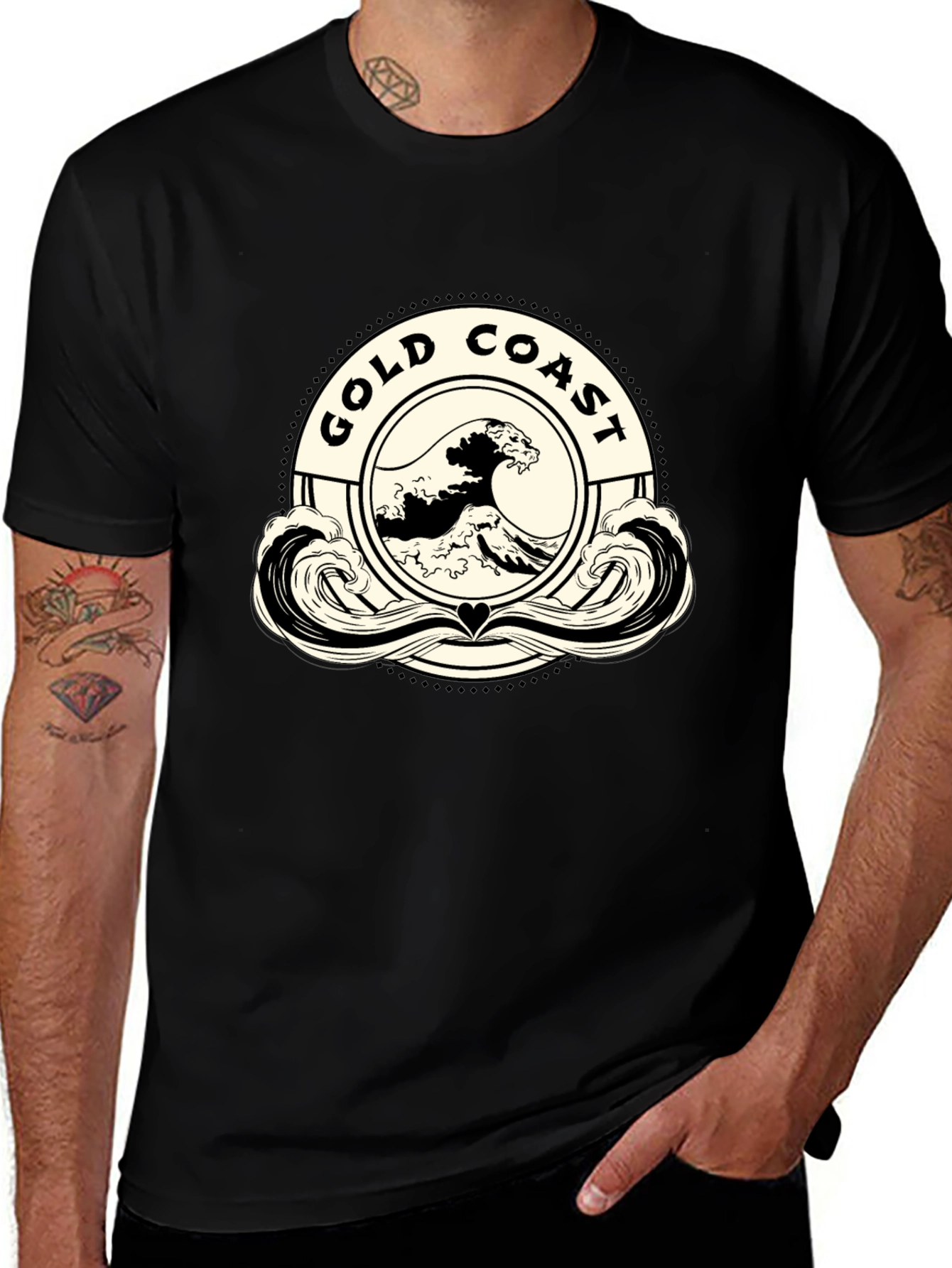 Variant 12 of Gold Coast Wave Graphic Tee - Black