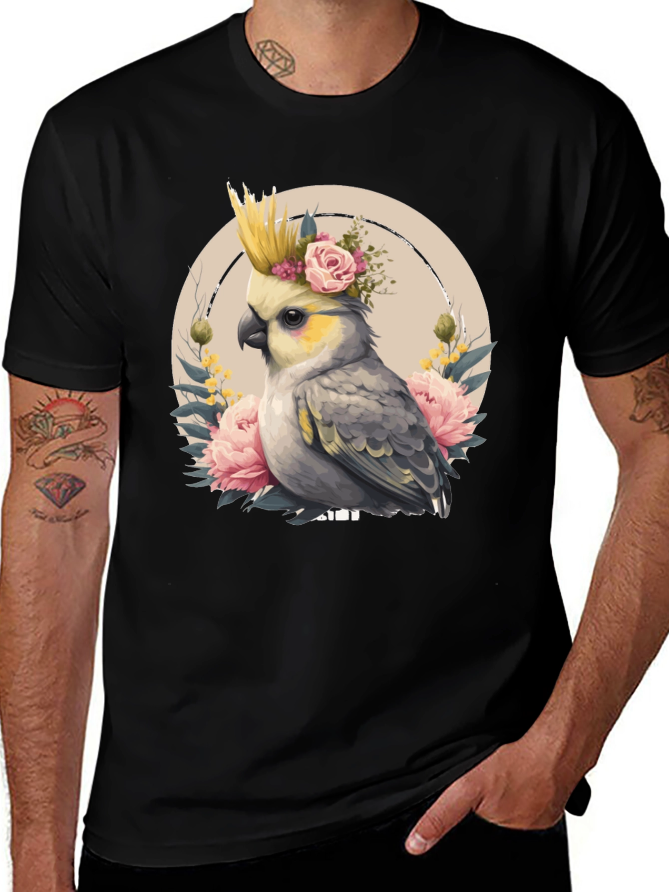Variant 18 of Cockatiel Floral Graphic Tee