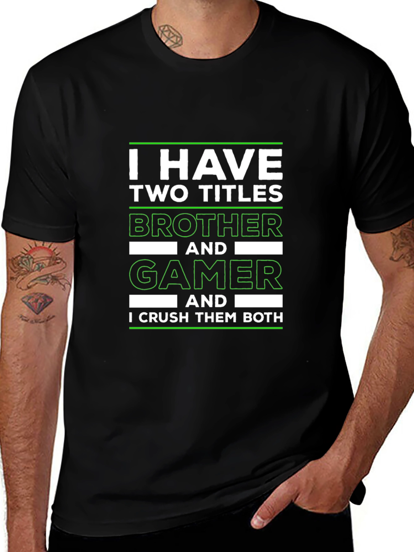 Variant 5 of Brother and Gamer T-Shirt - I Crush Them Both!