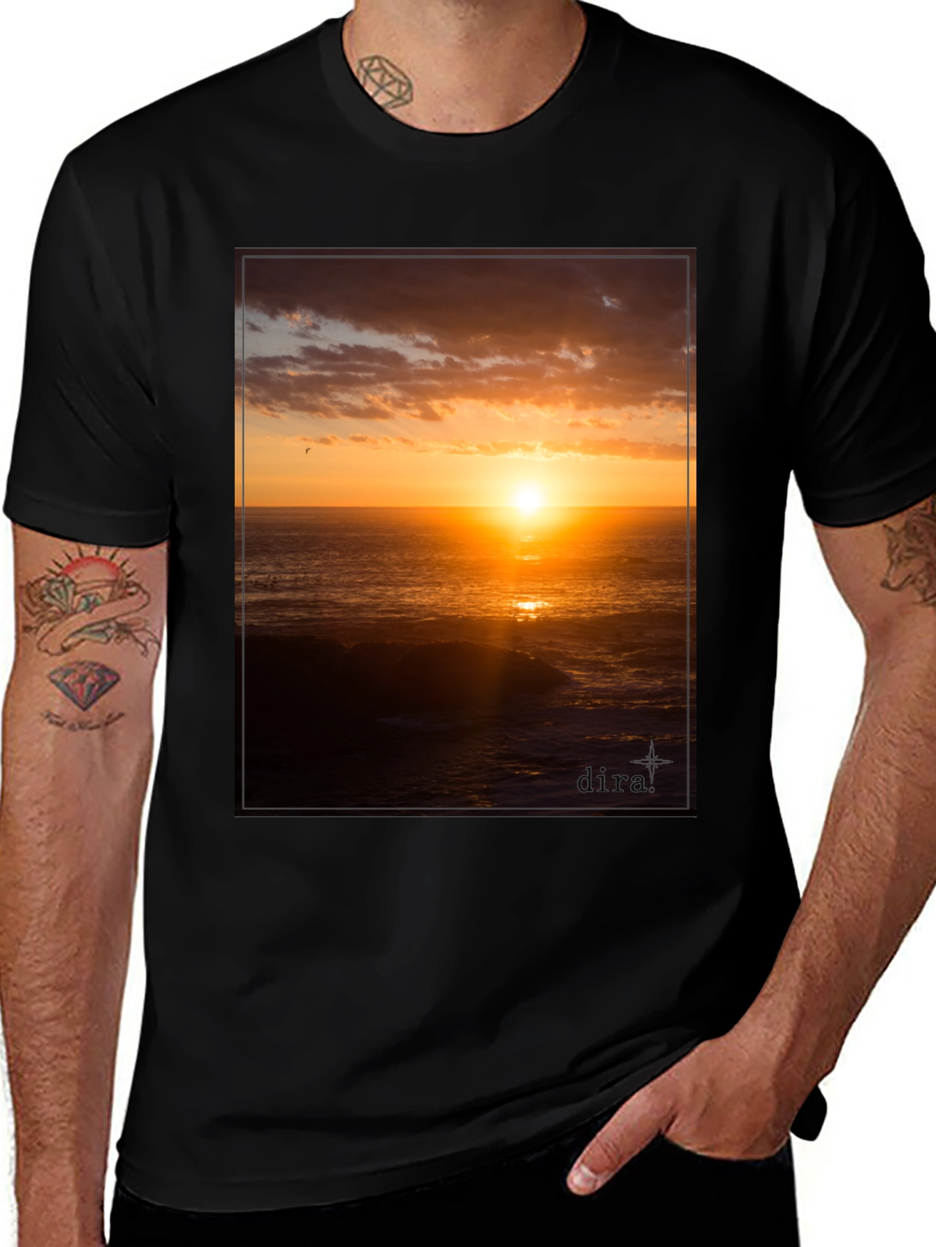 Variant 8 of Sunset Ocean View Black T-Shirt
