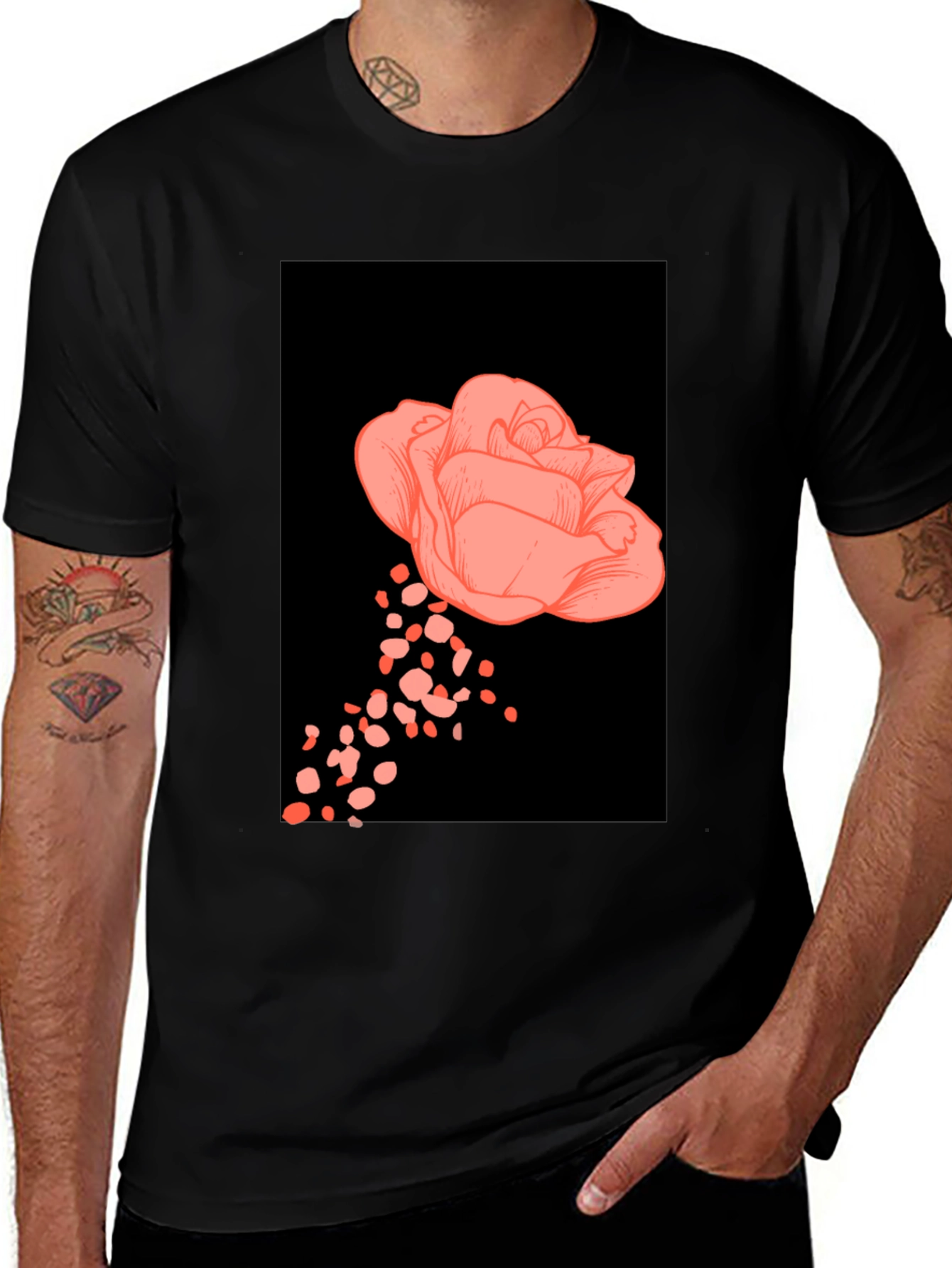 Variant 9 of Black T-Shirt with Rose Graphic