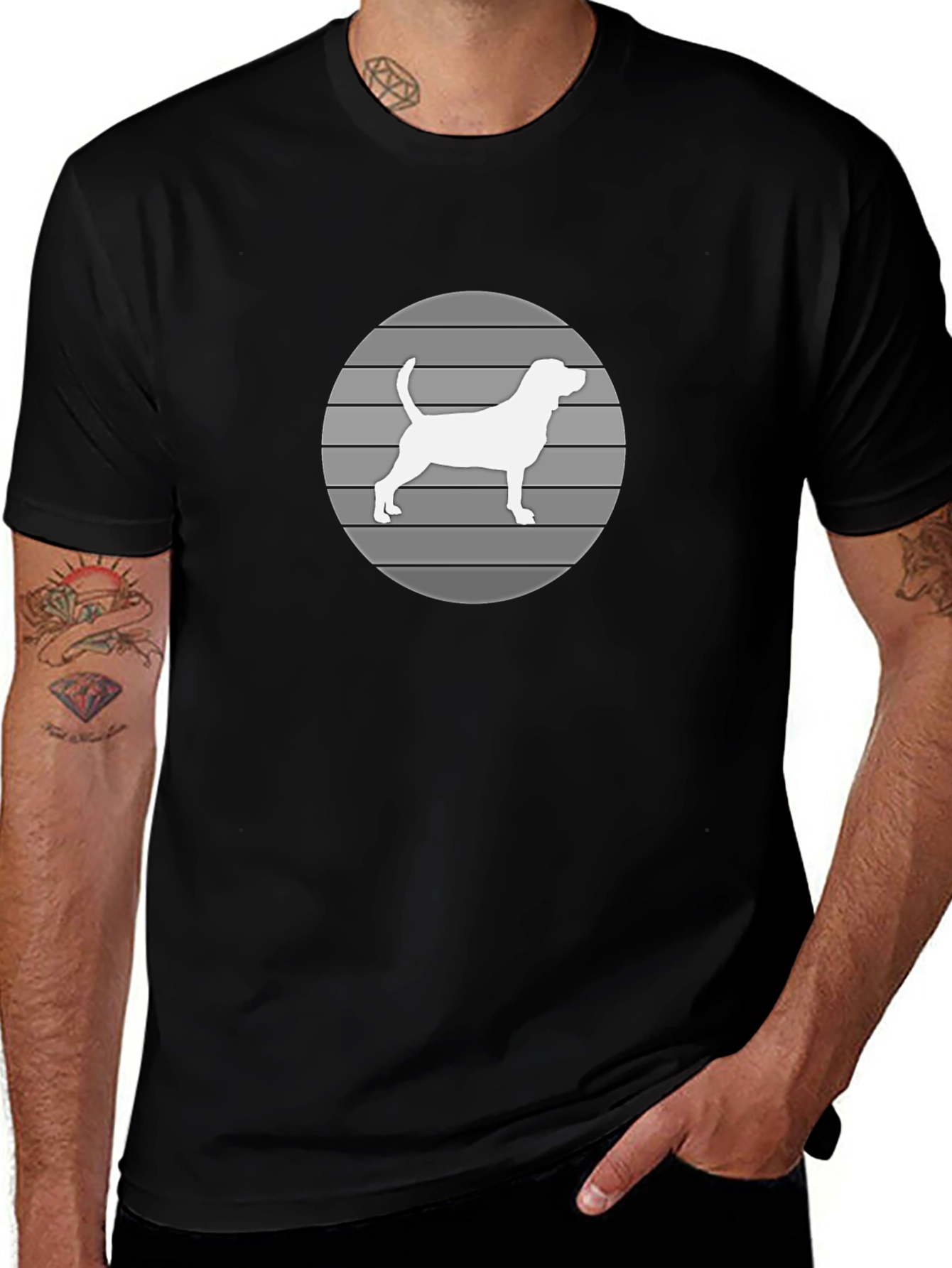 Variant 7 of Dog Silhouette Graphic Tee - Men's Black T-Shirt