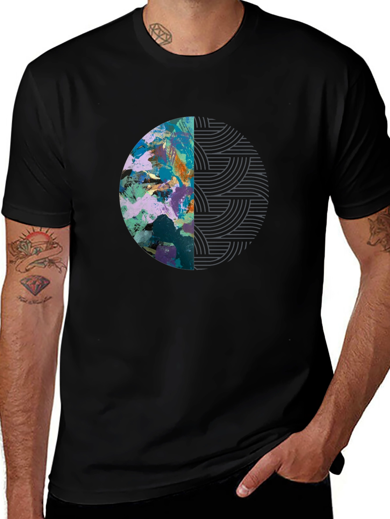 Variant 9 of Abstract Circle Graphic Black T-Shirt