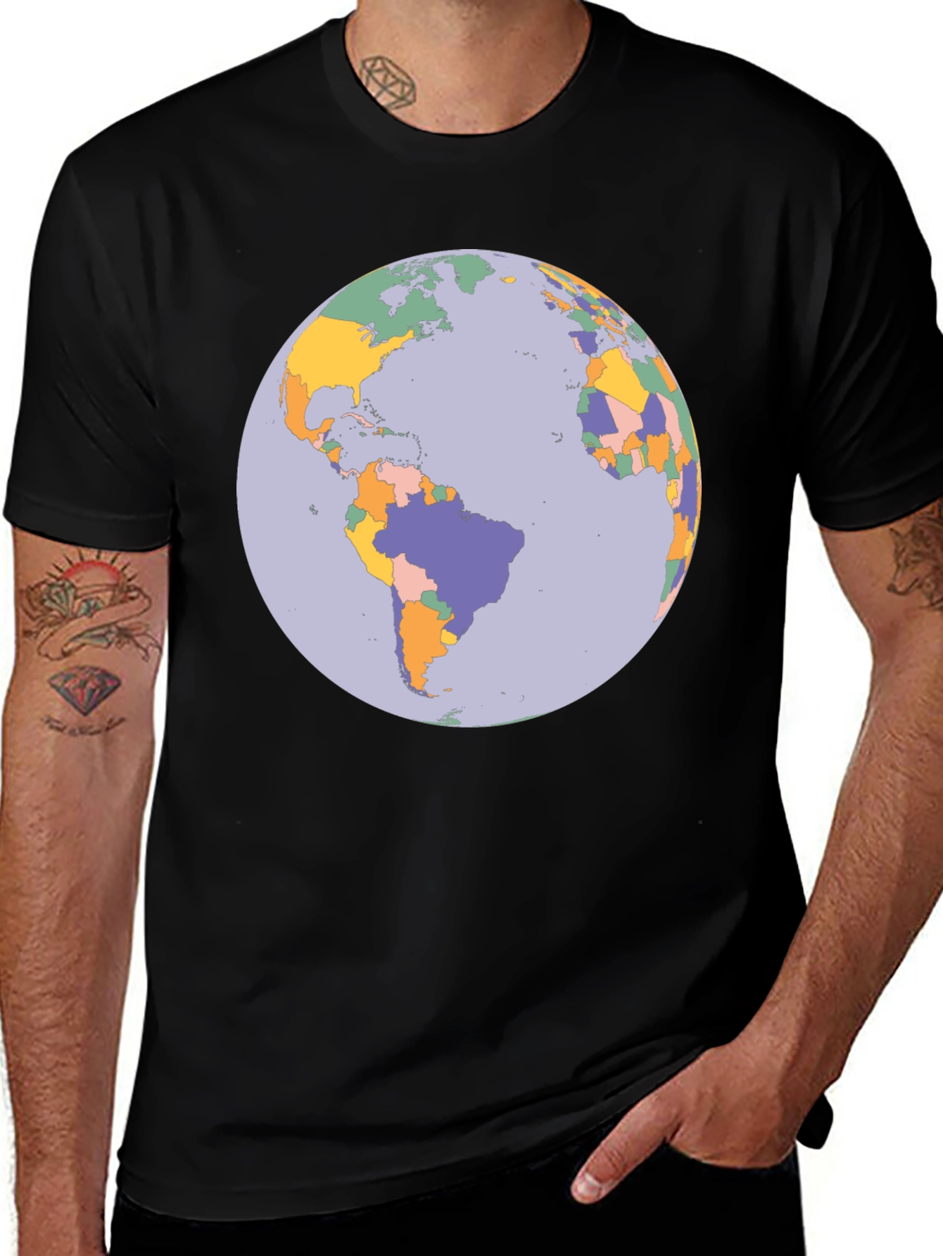 Variant 10 of Earth Map Graphic Tee - Soft Cotton Blend