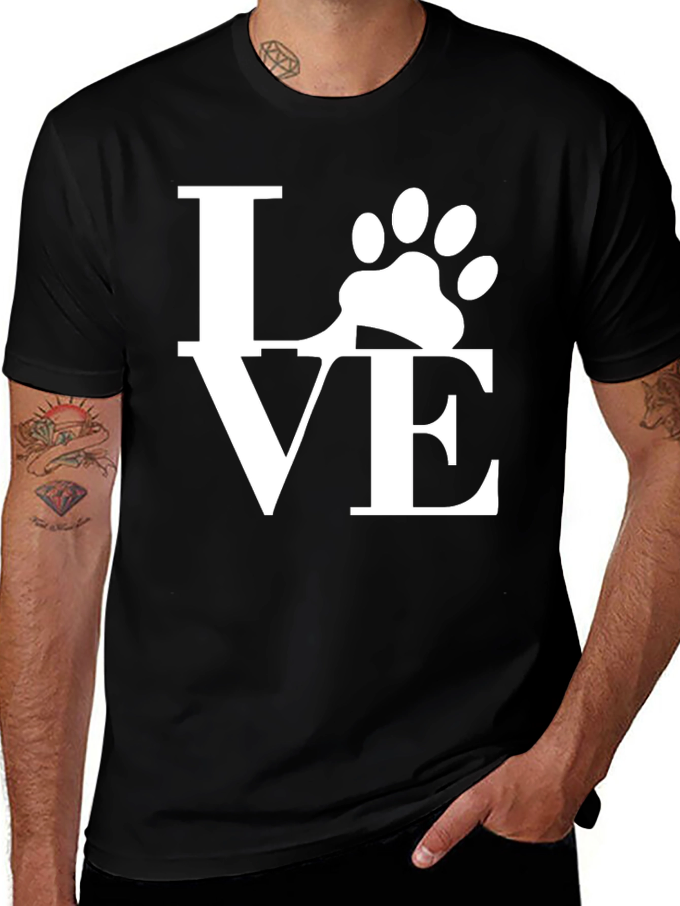 Variant 18 of Love Paw Print Graphic T-Shirt - Black
