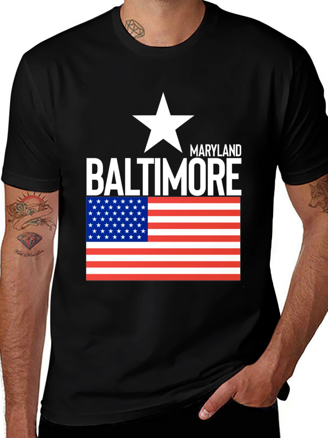 Baltimore Maryland US Flag T-Shirt