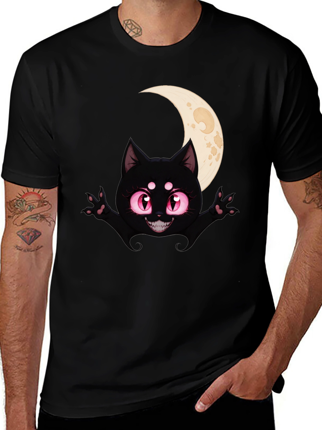 Variant 23 of Black Cat Moon T-Shirt - Halloween Style